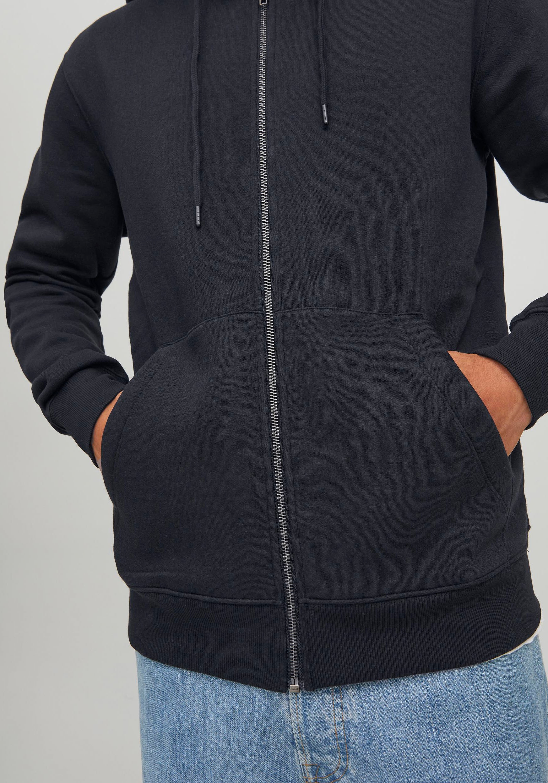 Jack & Jones Kapuzensweatjacke »JJESTAR Basic Hoodie, Eingrifftaschen und angenehmem Materialmix«, Kapuze, regular fit, Baumwollmischung