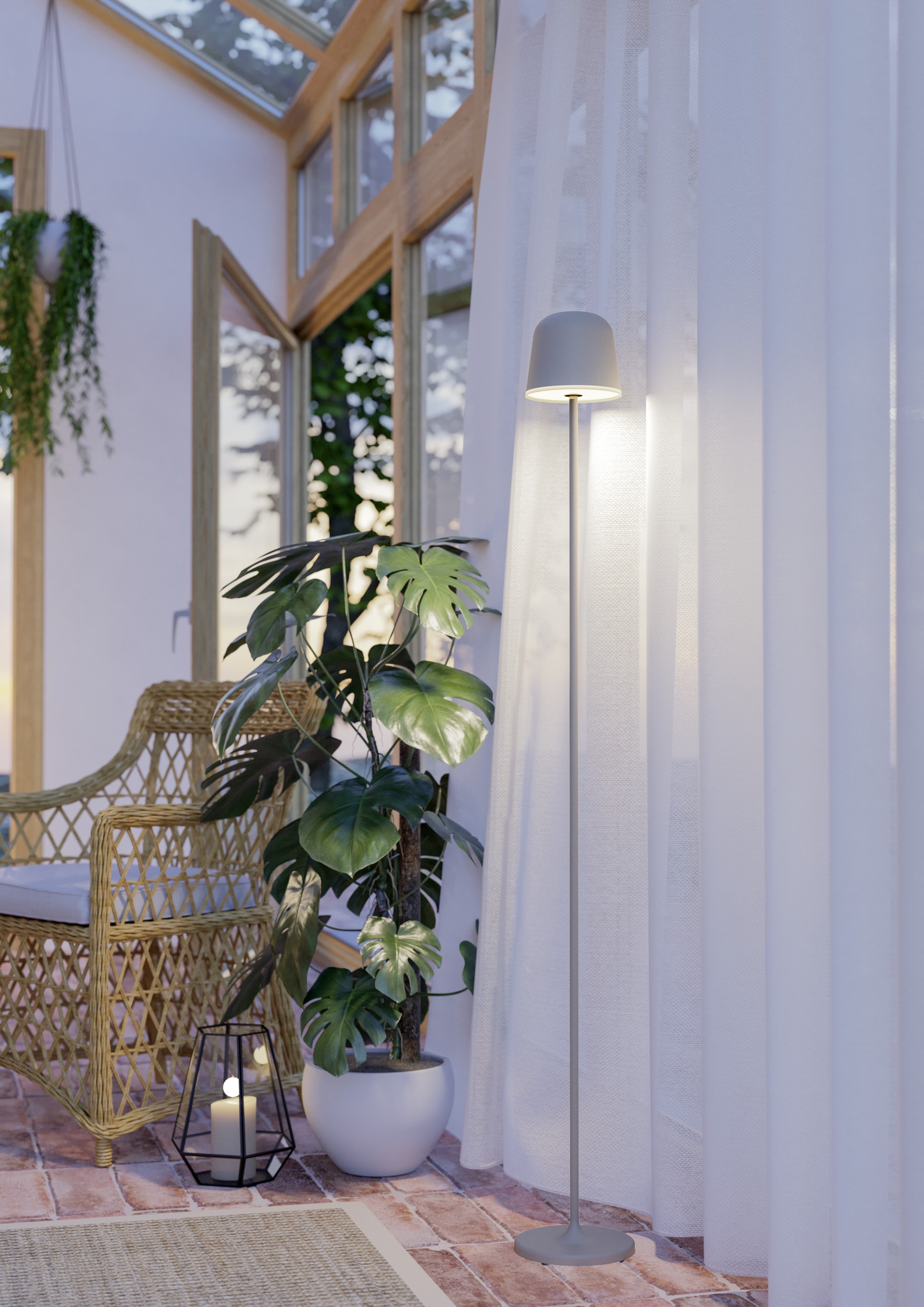 EGLO Stehlampe »MANNERA-L Stehlampe - Alu, Stahl - LED - 4,3W - IP54« LED-Modul 1 Stk. Neutralweiß | Warmweiß Standleuchte, Leselampe, Wohzimmer, Schlafzimmer, H140 x Ø16 cm