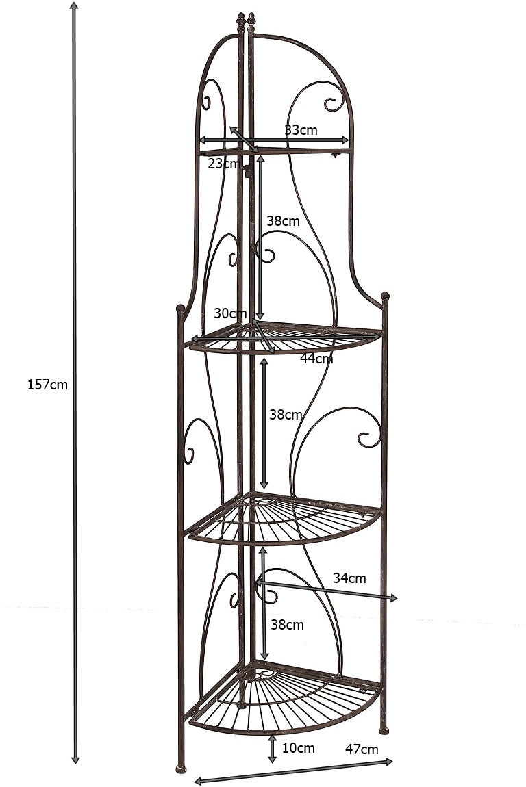 Ambiente Haus Standregal »Eckregal mit 4 Böden - Antikbraun 157 cm«, (1 St.)