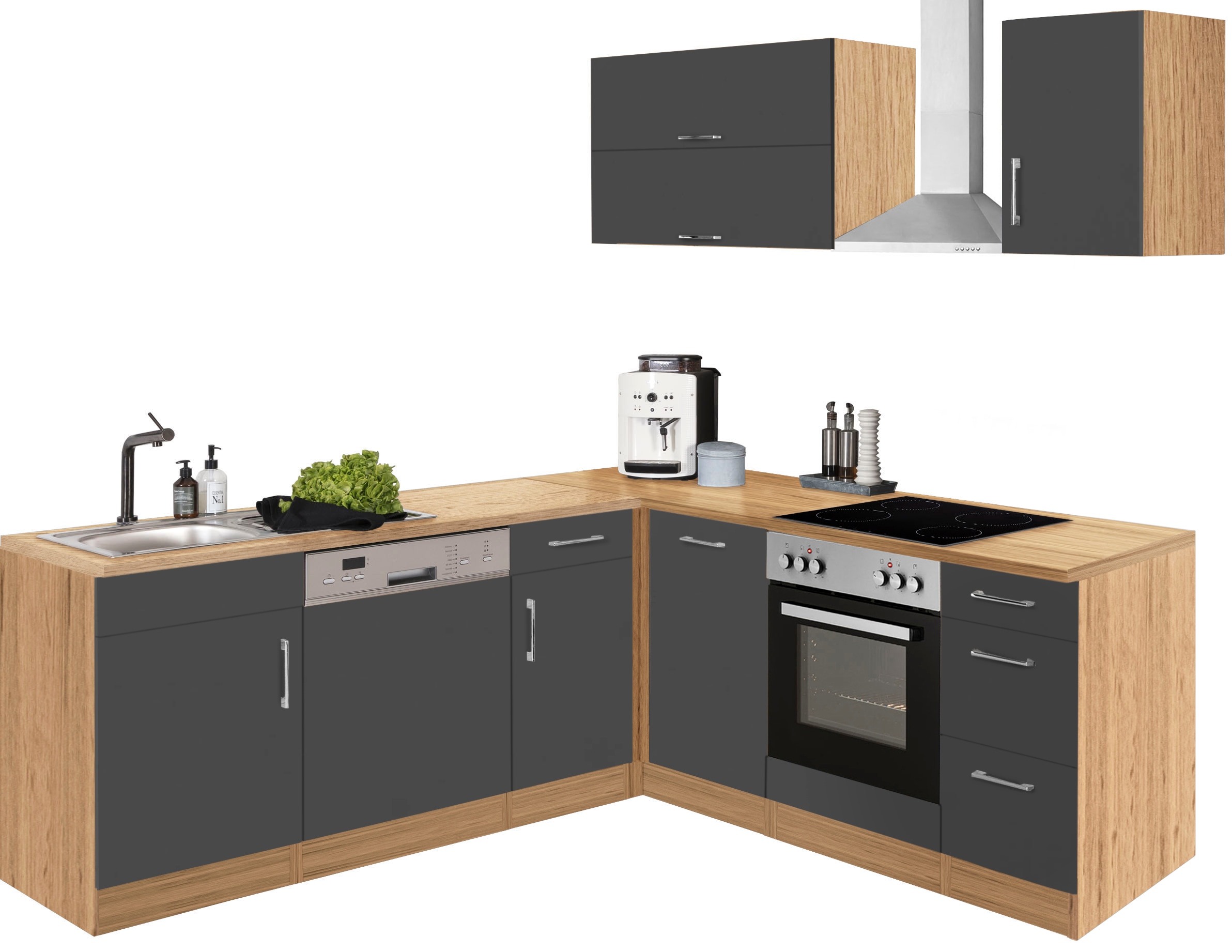 KOCHSTATION Winkelküche "KS-Colmar", ohne E-Geräte, Stellbreite 210/210 cm günstig online kaufen