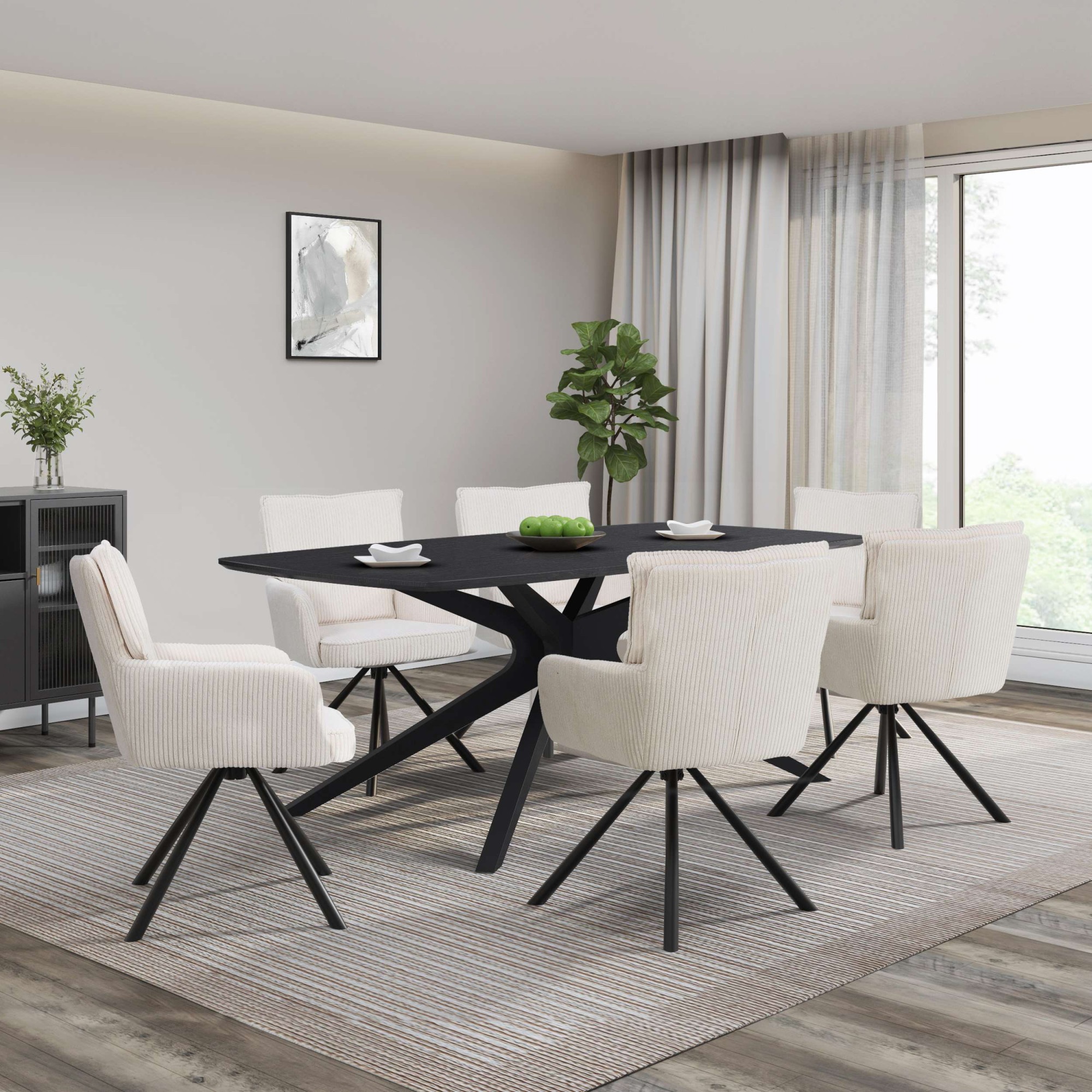 OTTO home Esstisch »Dakona«, Tischplatte mit Holzstruktur, schwarze Metallb günstig online kaufen