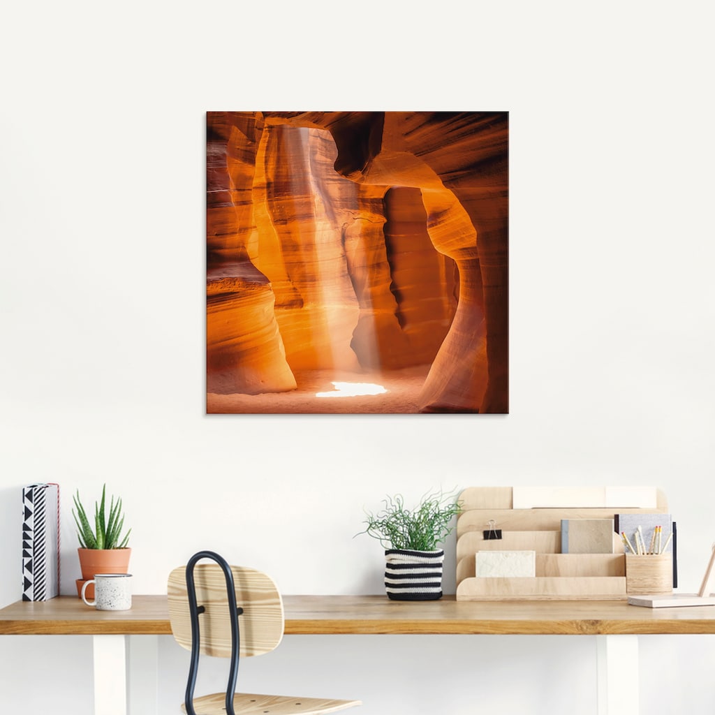 Artland Glasbild »Antelope Canyon - Lichtsäule II«, Amerika, (1 St.)