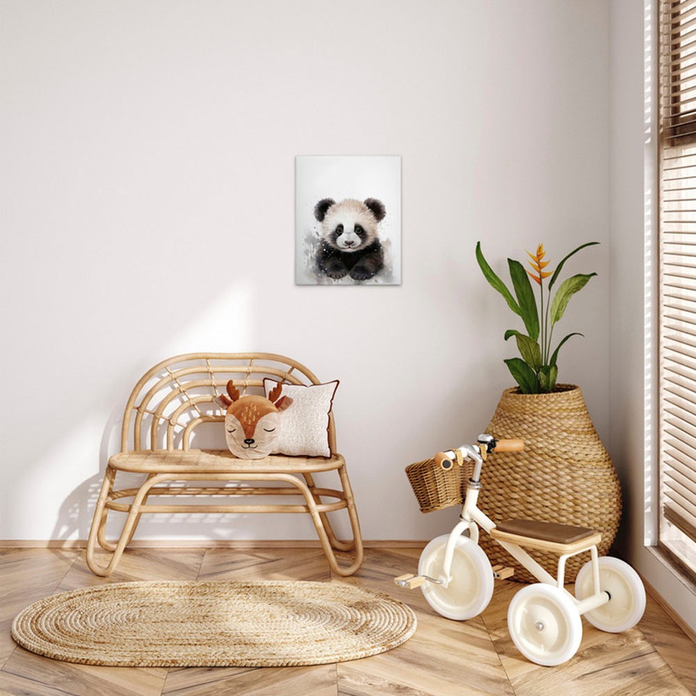 A.S. Création Leinwandbild »Baby Panda - Wandbild Schwarz Weiß Grau Keilrah günstig online kaufen