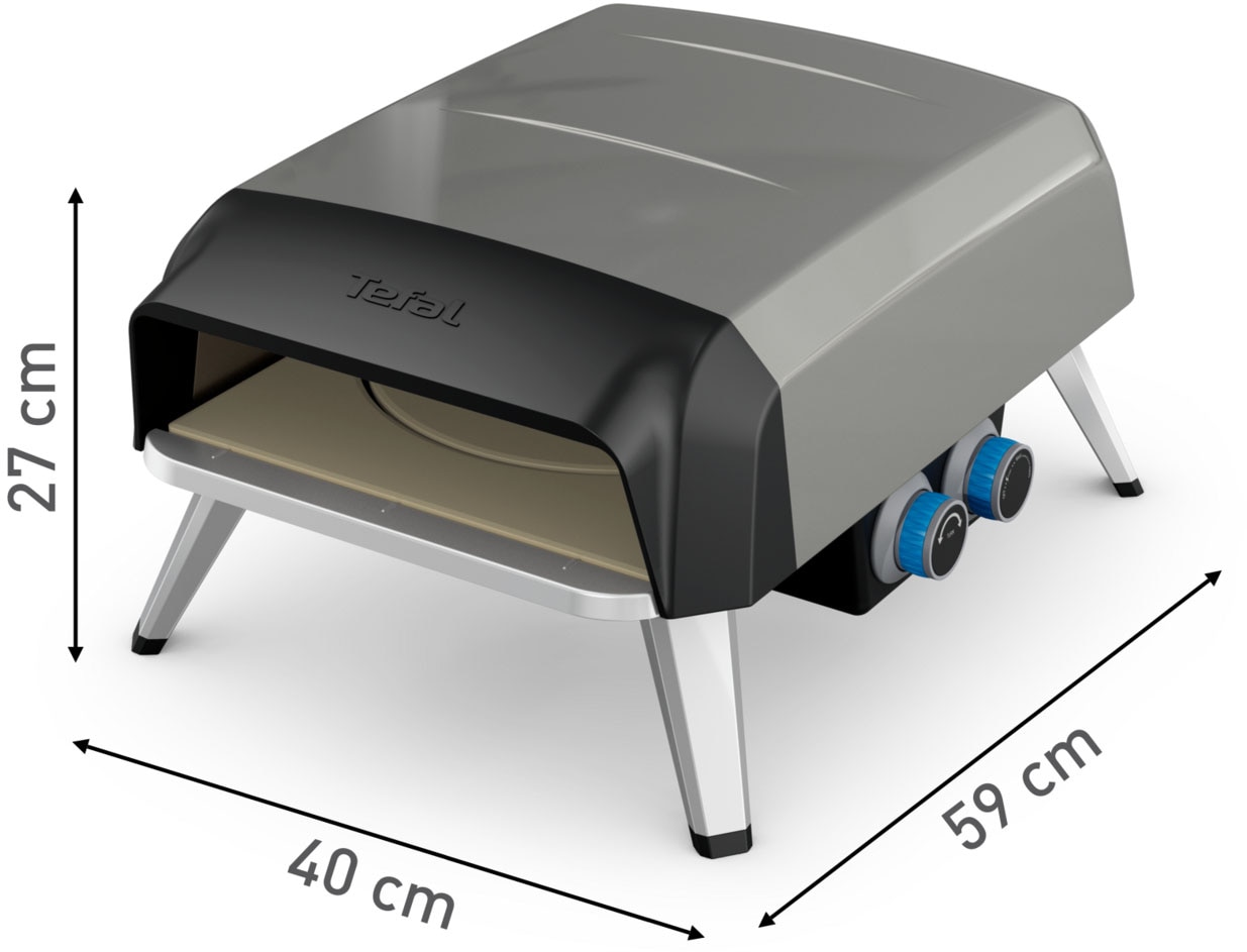 Tefal Pizzaofen »Pizza Pronto, kompakter Gaspizzaofen für Zuhause, schnelles Vorheizen«, 360° drehender Pizzastein, bis zu 400 °C, inkl. Pizzaschaufel, JM4130