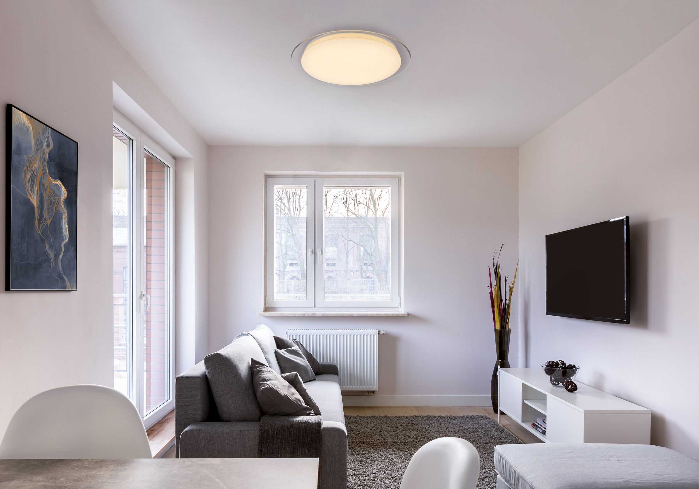 GLOBO LIGHTING LED Deckenleuchte »OPTIMA« LED-Modul 1 Stk. Deckenlampe/rund/Wohnzimmer/Schlafzimmer/elegant