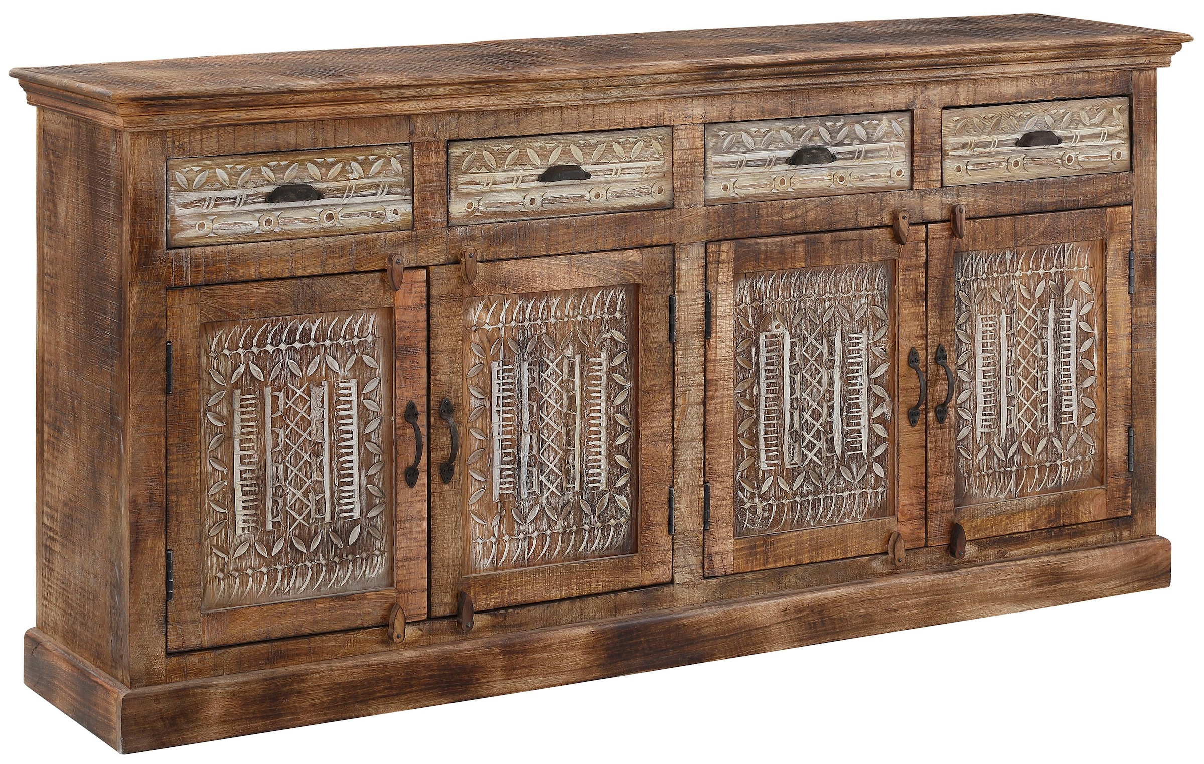 Home affaire Sideboard »Maneesh«, Kommode aus massivem Mangoholz, viele Stauraummöglichkeiten, B/ 179cm