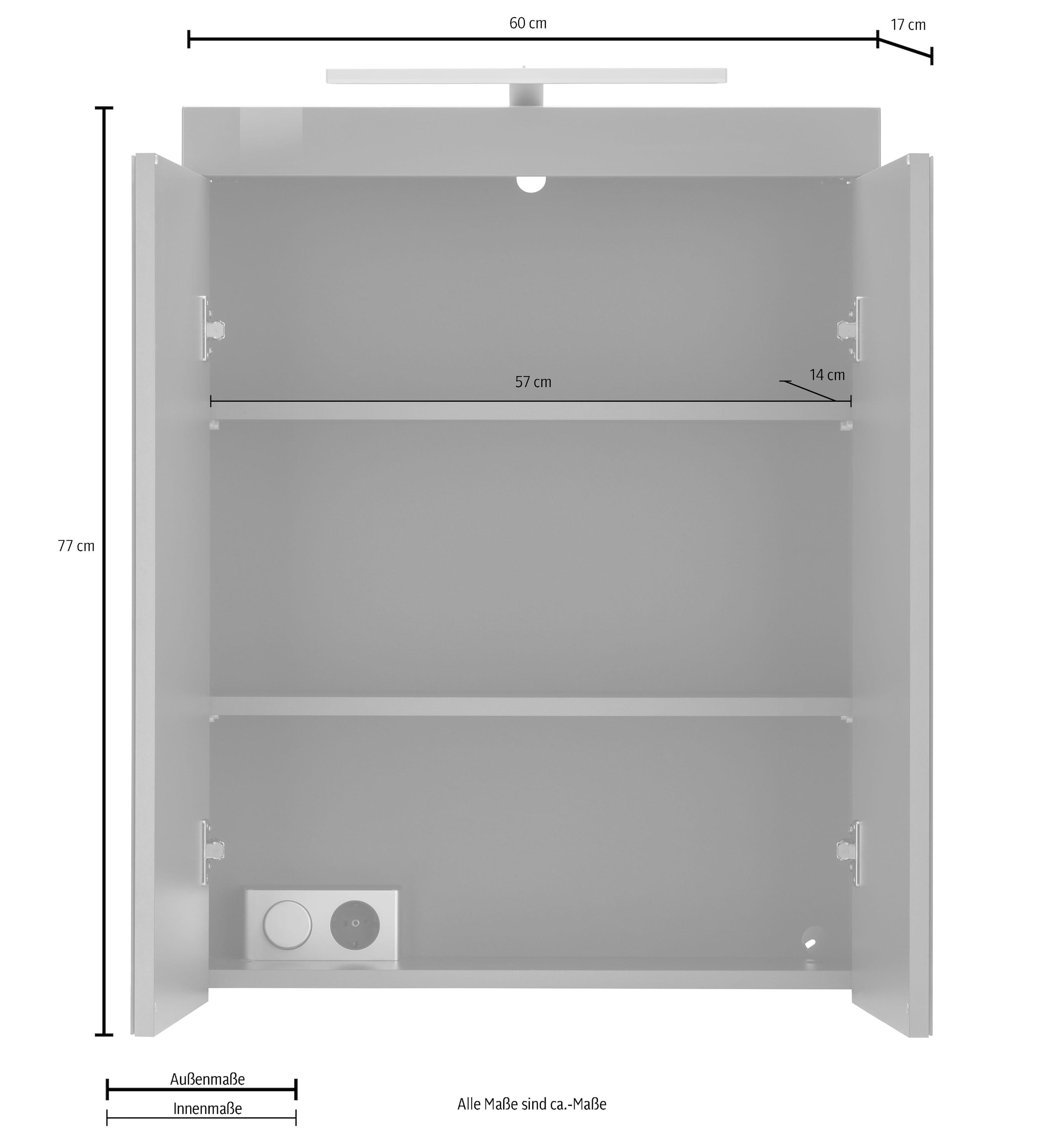 INOSIGN Spiegelschrank »Avena«, Badezimmerschrank wahlweise mit LED-Beleuchtung - (B/T/H) 60/17/77 cm
