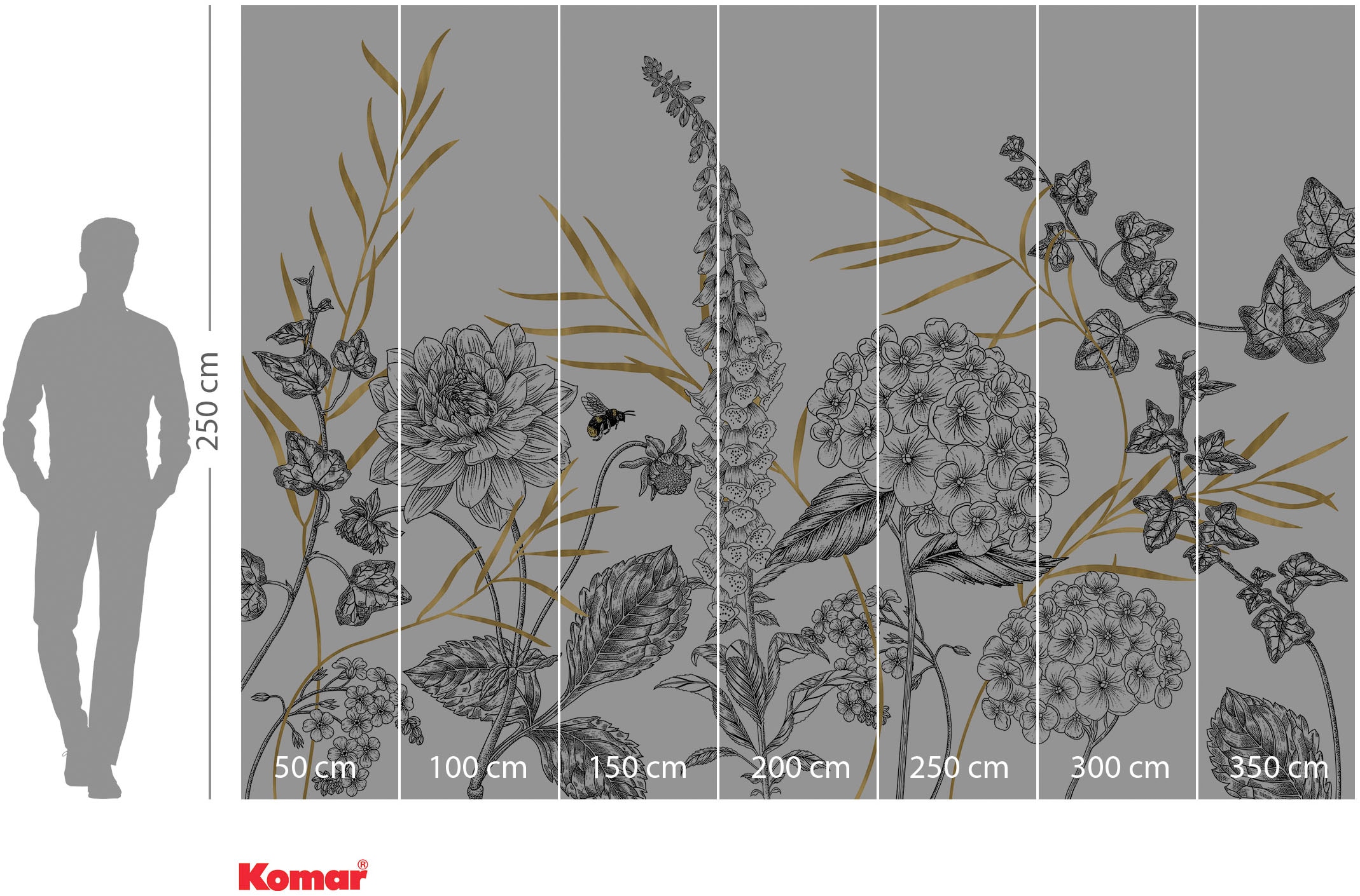 Komar Fototapete »Bumble Bee«, bedruckt, 350 x 250 cm (Breite x Höhe) - Tapete, Vlies, Wohnzimmer, Schlafzimmer