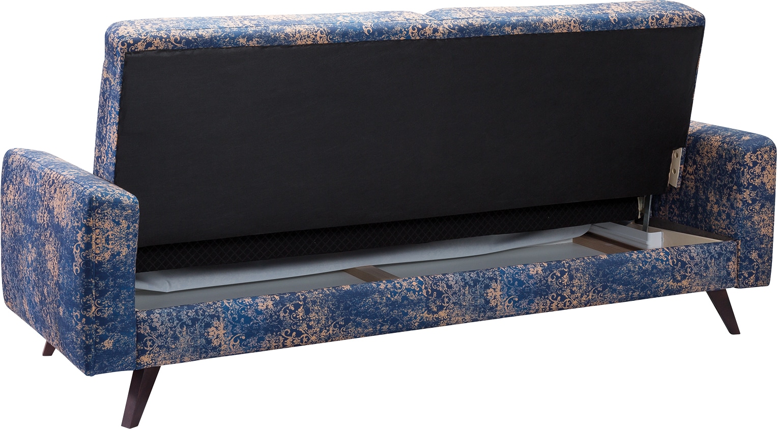 exxpo - sofa fashion 3-Sitzer »Side, trendiger Bezugsstoff, toller Sitz- und Liegekomfort, Schlafsofa«, mit Schlaffunktion, Bettkasten und hohe Holzfüße, Solitärmöbel