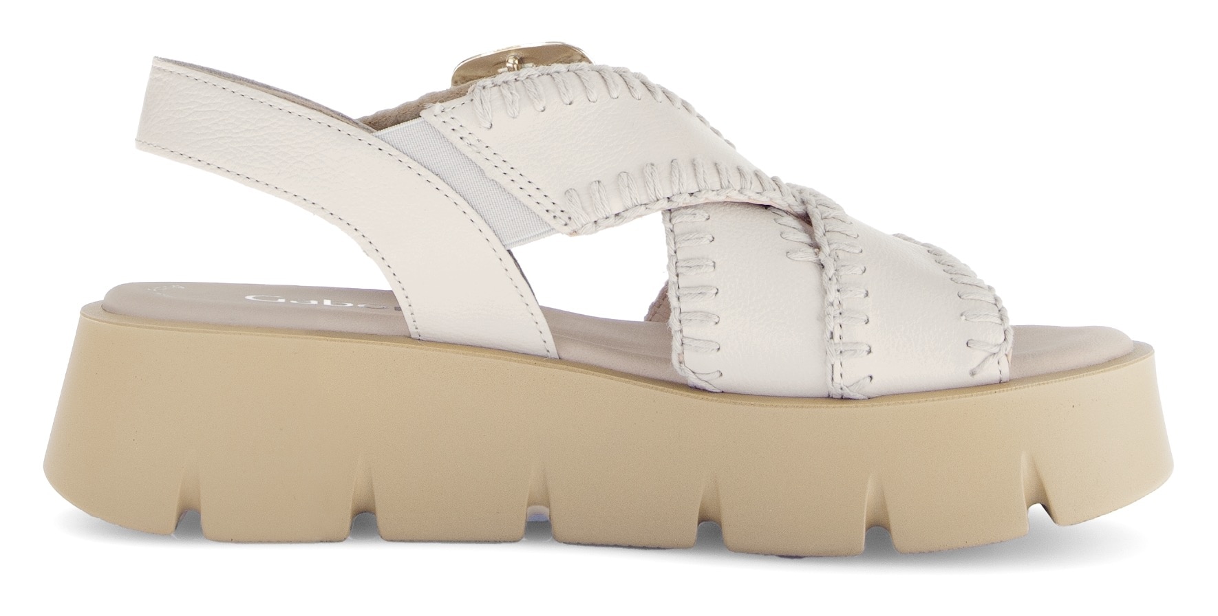 Gabor Sandalette, Plateau, Sandale, Sommerschuh mit Klett unter der Zierschnalle