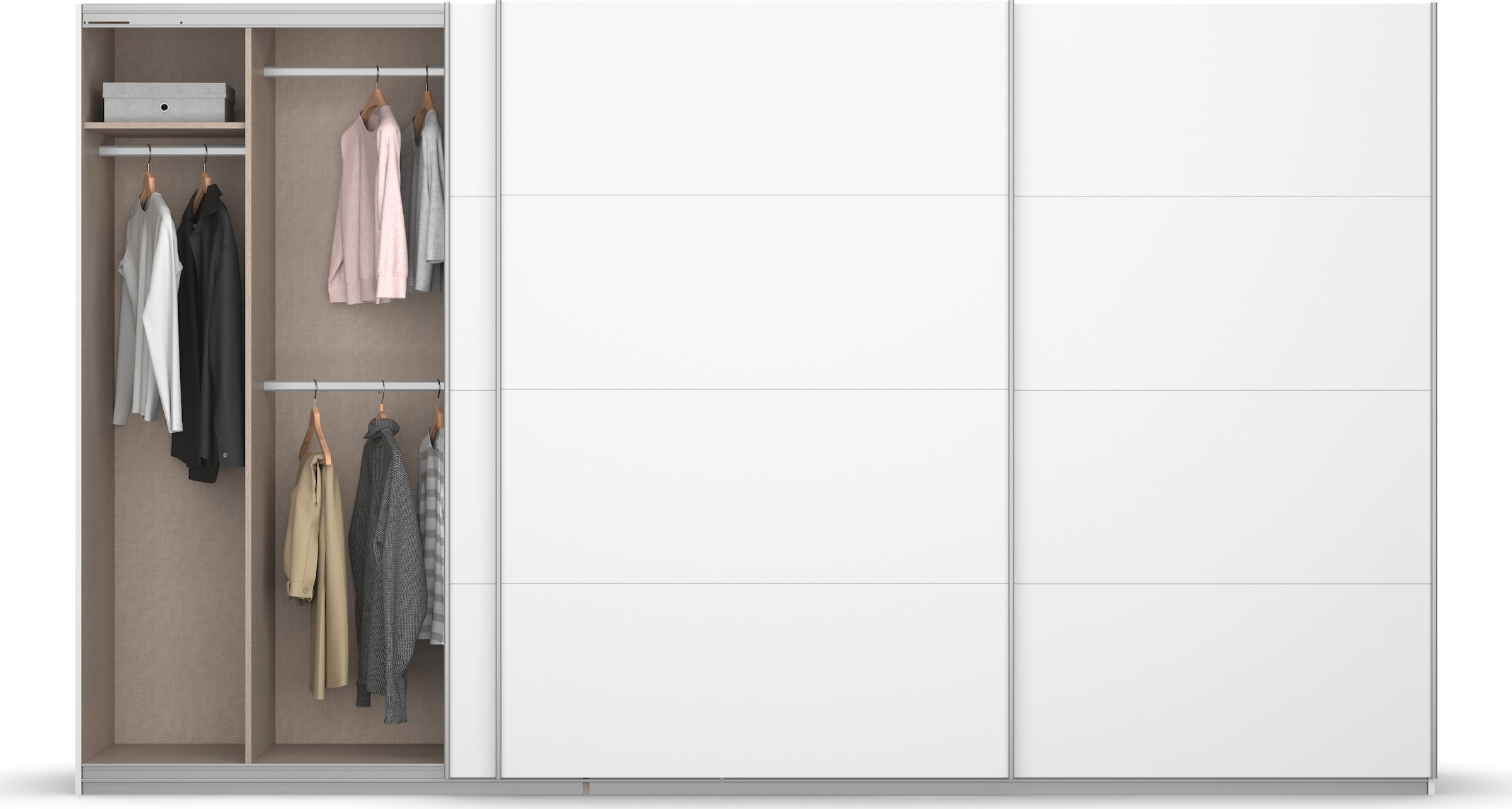 rauch Schwebetürenschrank »Kleiderschrank Schrank Garderobe KOLUNA mit Dekor-Front«, inkl. 2 Innenschubladen sowie extra Einlegeböden MADE IN GERMANY