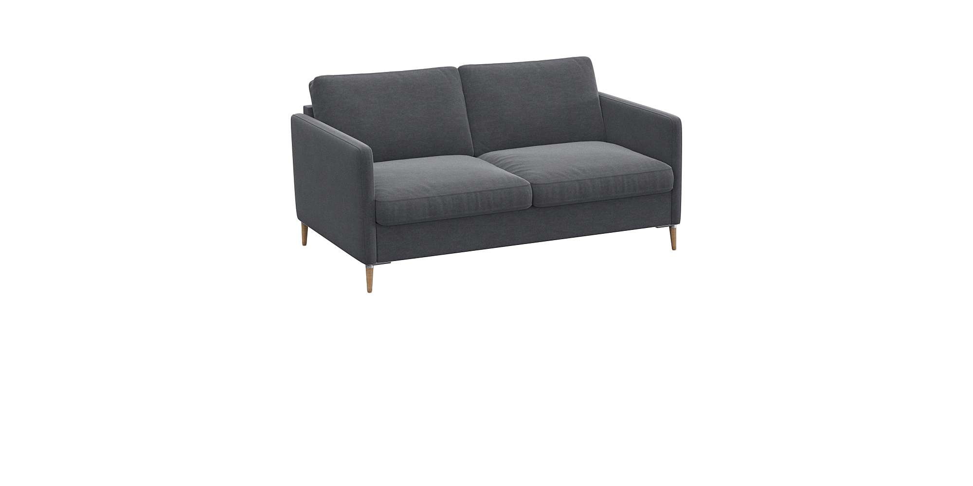 FLEXLUX 2-Sitzer »Fiore« schmale Armlehnen, Kaltschaum, Füße Alu+ Eiche günstig online kaufen