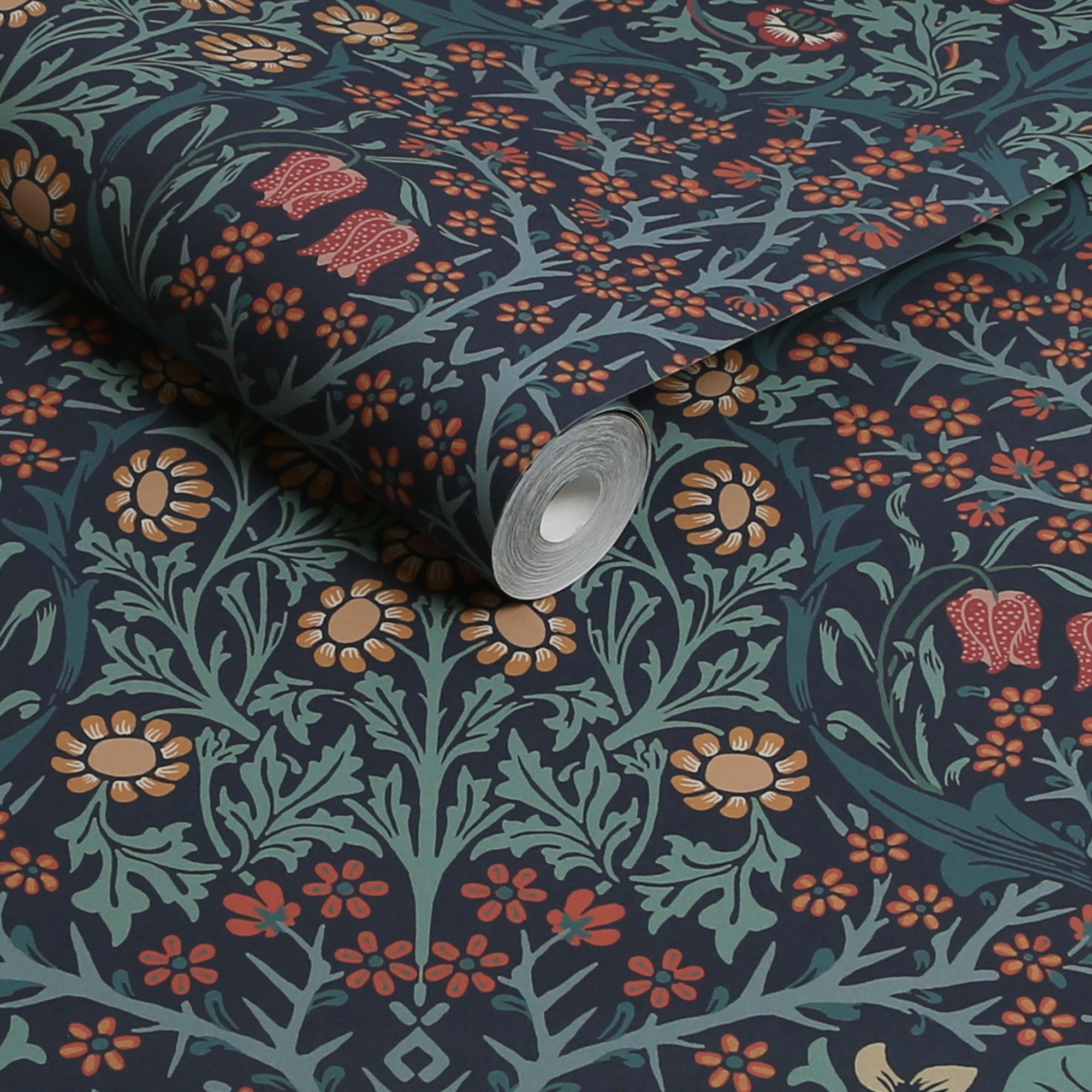 William Morris at Home Vliestapete Blackthorn 10 m x 52 cm Blau FSC® günstig online kaufen