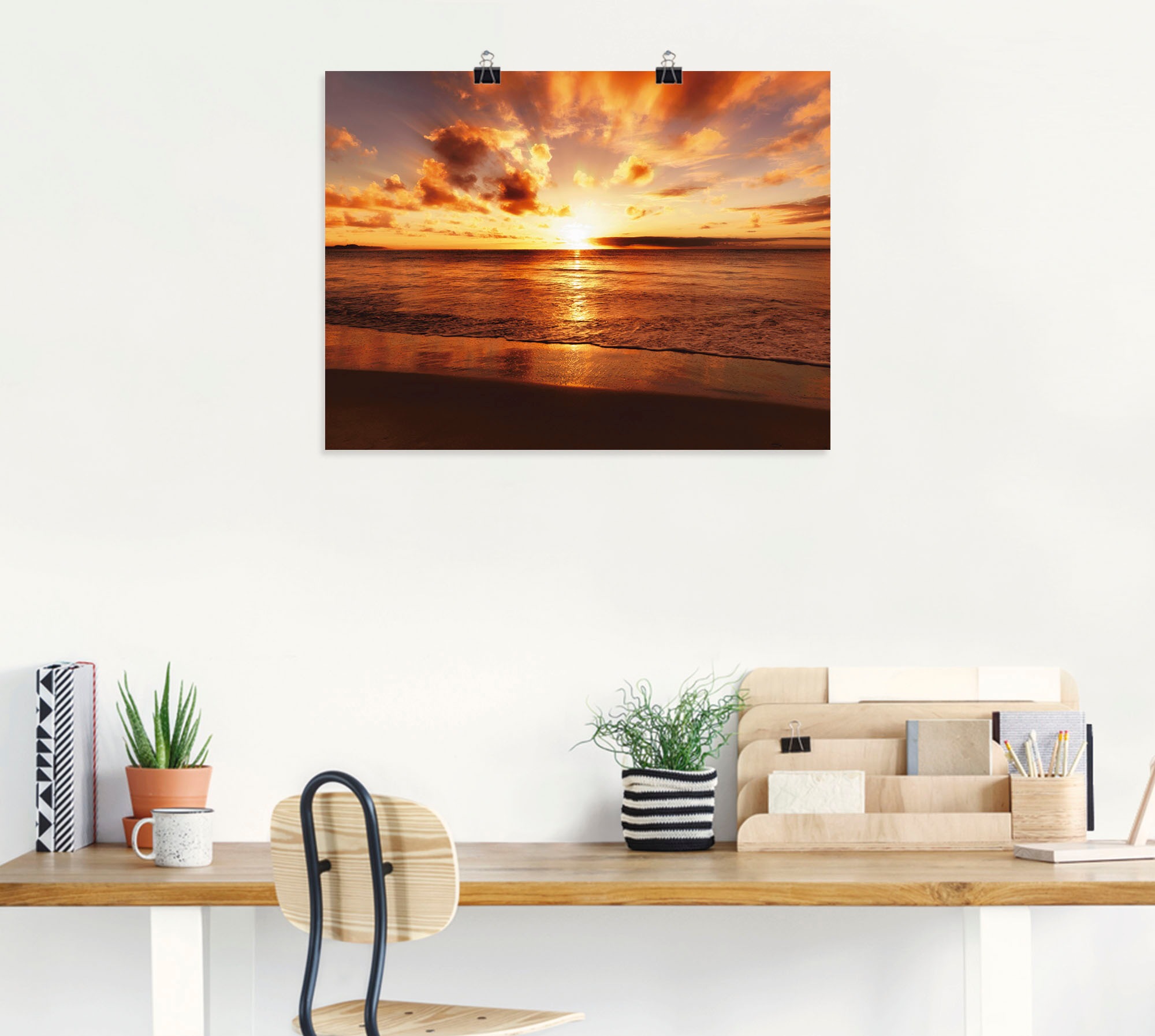 Artland Wandbild »Schöner Sonnenuntergang Strand«, Gewässer, (1 St.), als Leinwandbild, Poster, Wandaufkleber in verschied. Größen