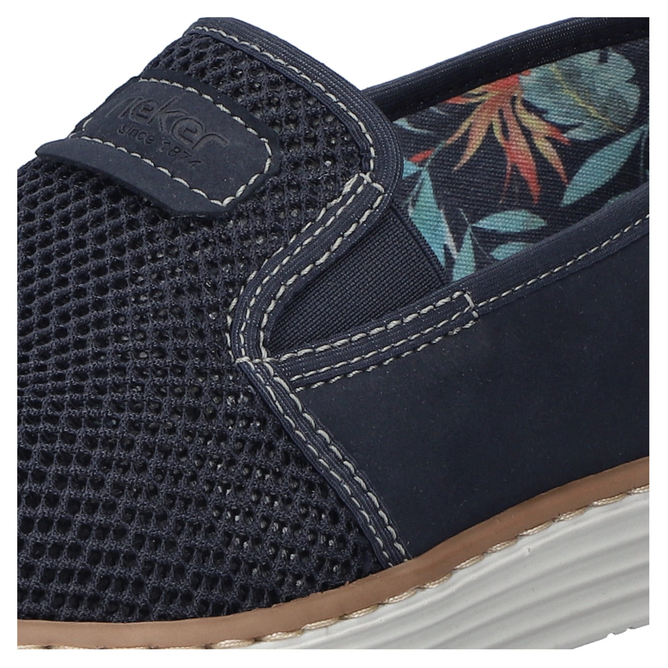 Rieker Slipper, Espadrilles, Sommerschuh mit kontrastfarbenen Ziernähten