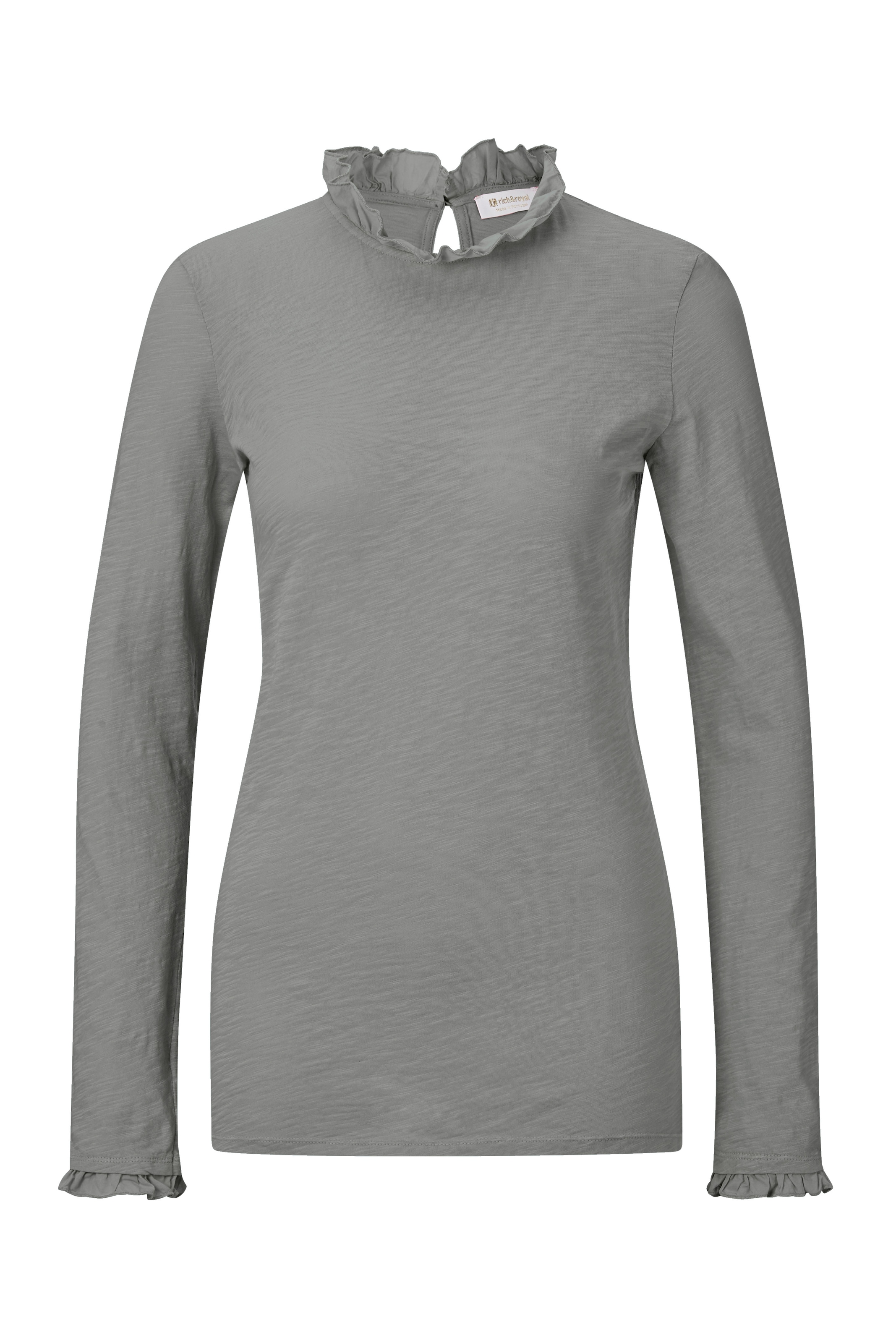 RICHROYAL Langarmshirt »2409 O Slub F LS«, mit Rüschenkante an Ausschnitt und Ärmelsaum