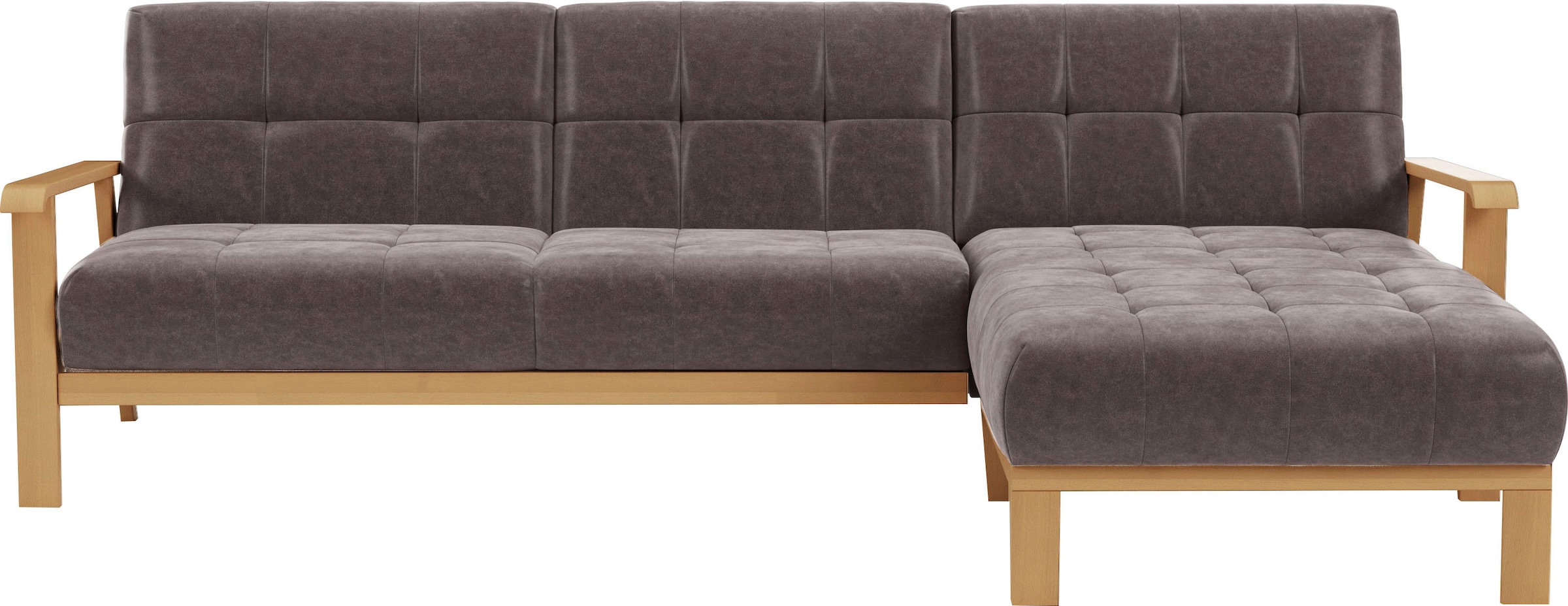 sit&more Ecksofa »Billund L-Form« Armlehnen aus eichefarbigem Buchenholz, v günstig online kaufen
