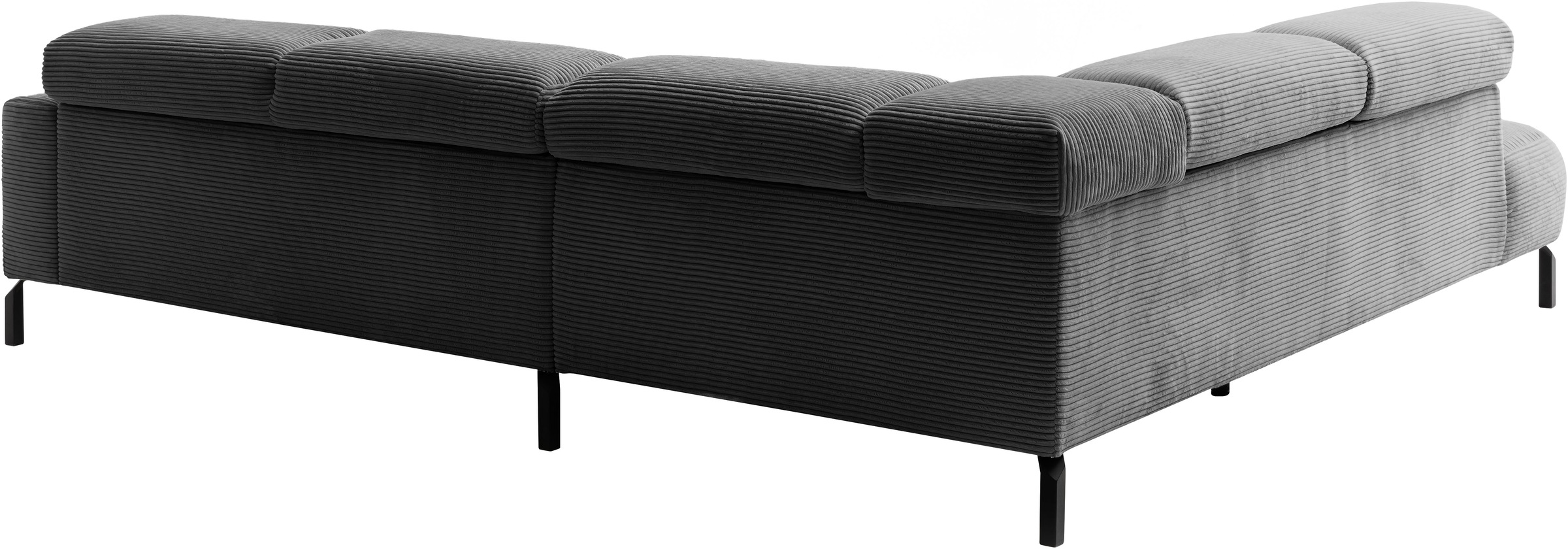 Places of Style Ecksofa »Antonelli, L-Form, inkl. Kopfteilverstellung, Breite 276 cm«, mit elektrischer Sitztiefenverstellung, in Cord, dunkelgrau