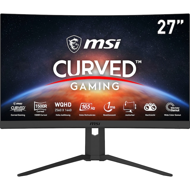 MSI Curved-Gaming-LED-Monitor »Optix G27CQ4P«, 69 cm/27 Zoll, 2560 x 1440  px, WQHD, 1 ms Reaktionszeit, 165 Hz, höhenverstellbar, 3 Jahre  Herstellergarantie auf Raten kaufen