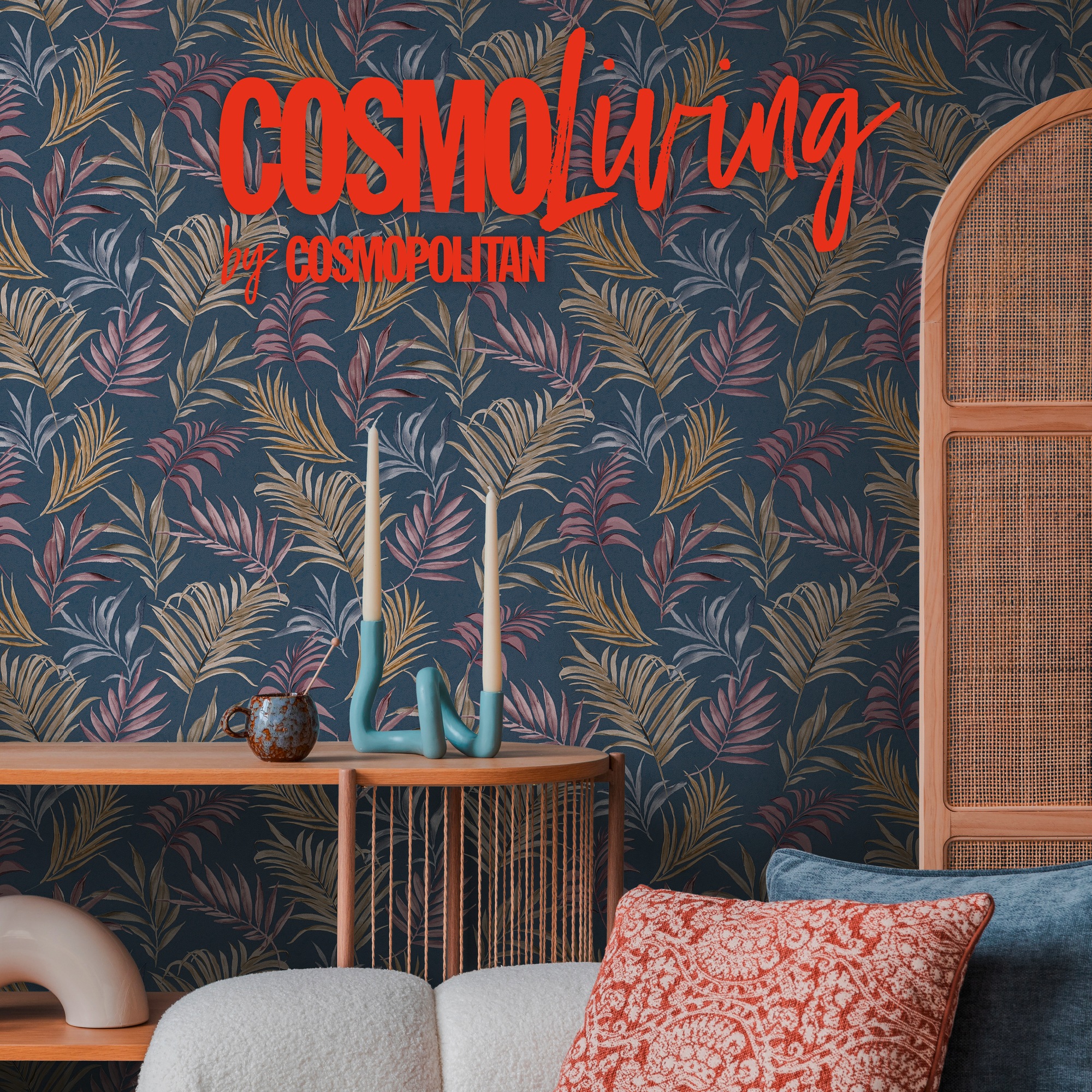 CosmoLiving by Cosmopolitan Vliestapete »Midnight Botanica-Mystery Tapete« matt strukturiert Tropisches Blätterdesign in moderner Eleganz