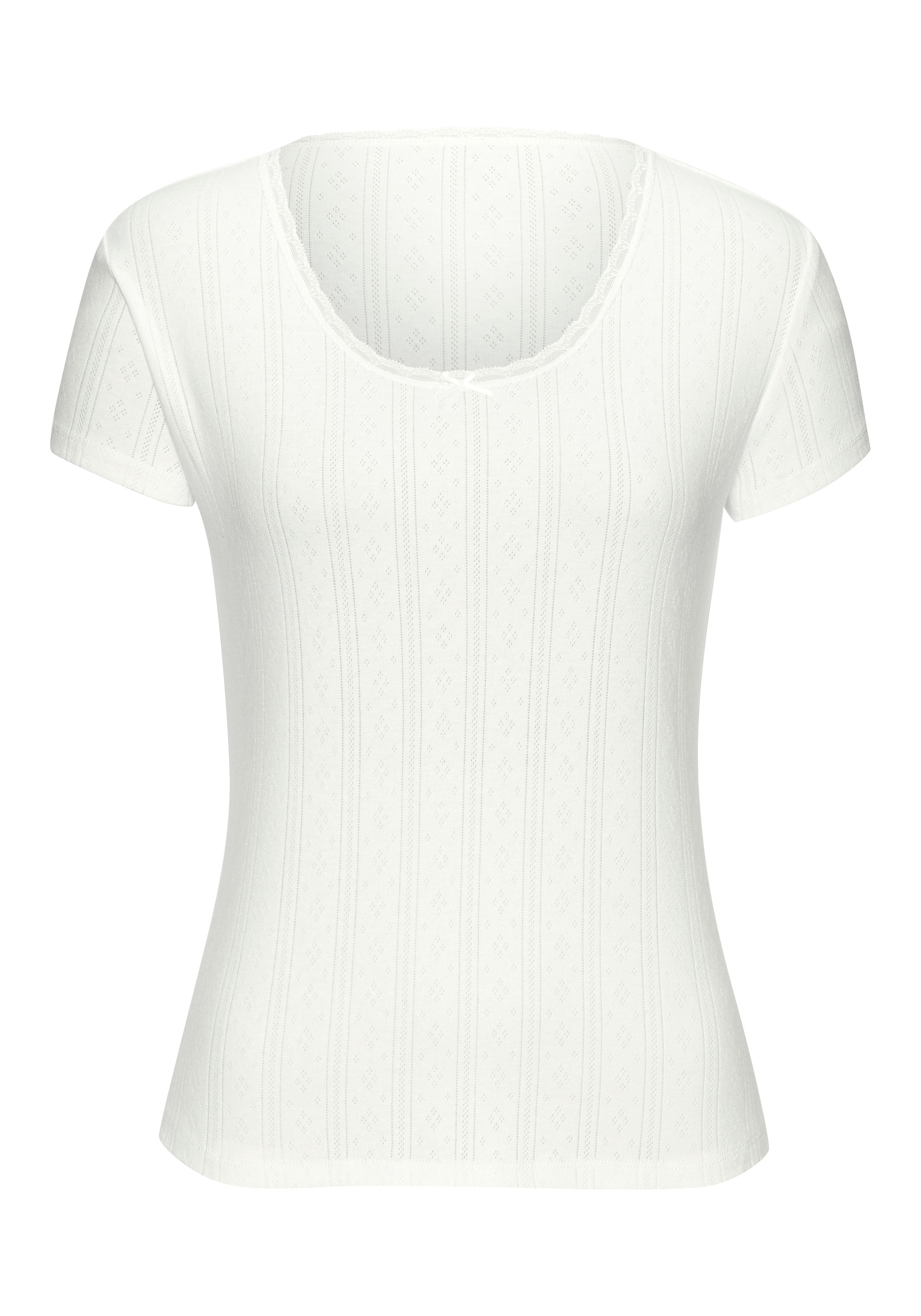 Vivance T-Shirt 2er-Pack,  aus feiner Pointelle-Ware mit Spitze, reine Baumwolle