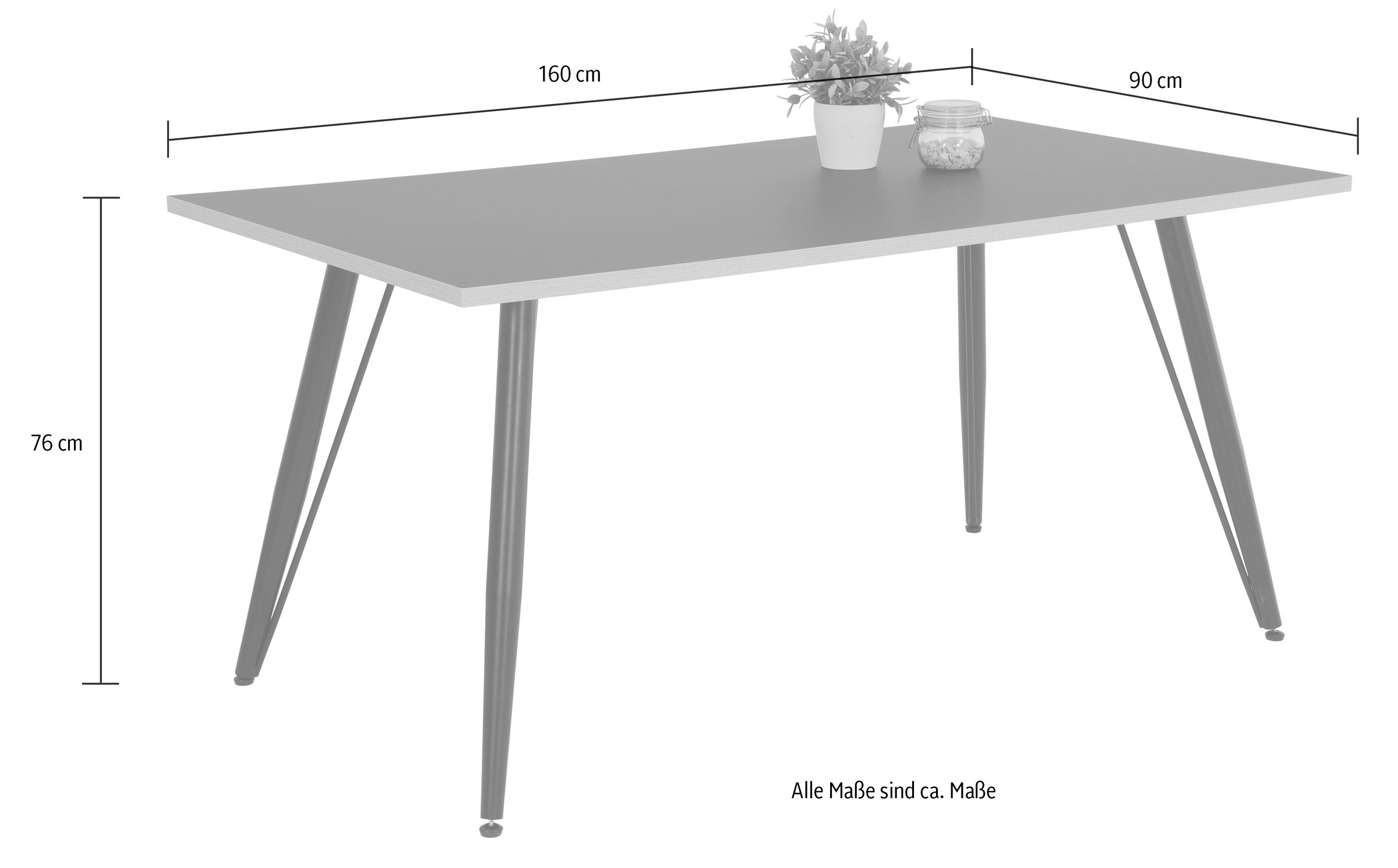 4. Bild von HELA Esstisch, Multiplex Optik, Breite 160 cm