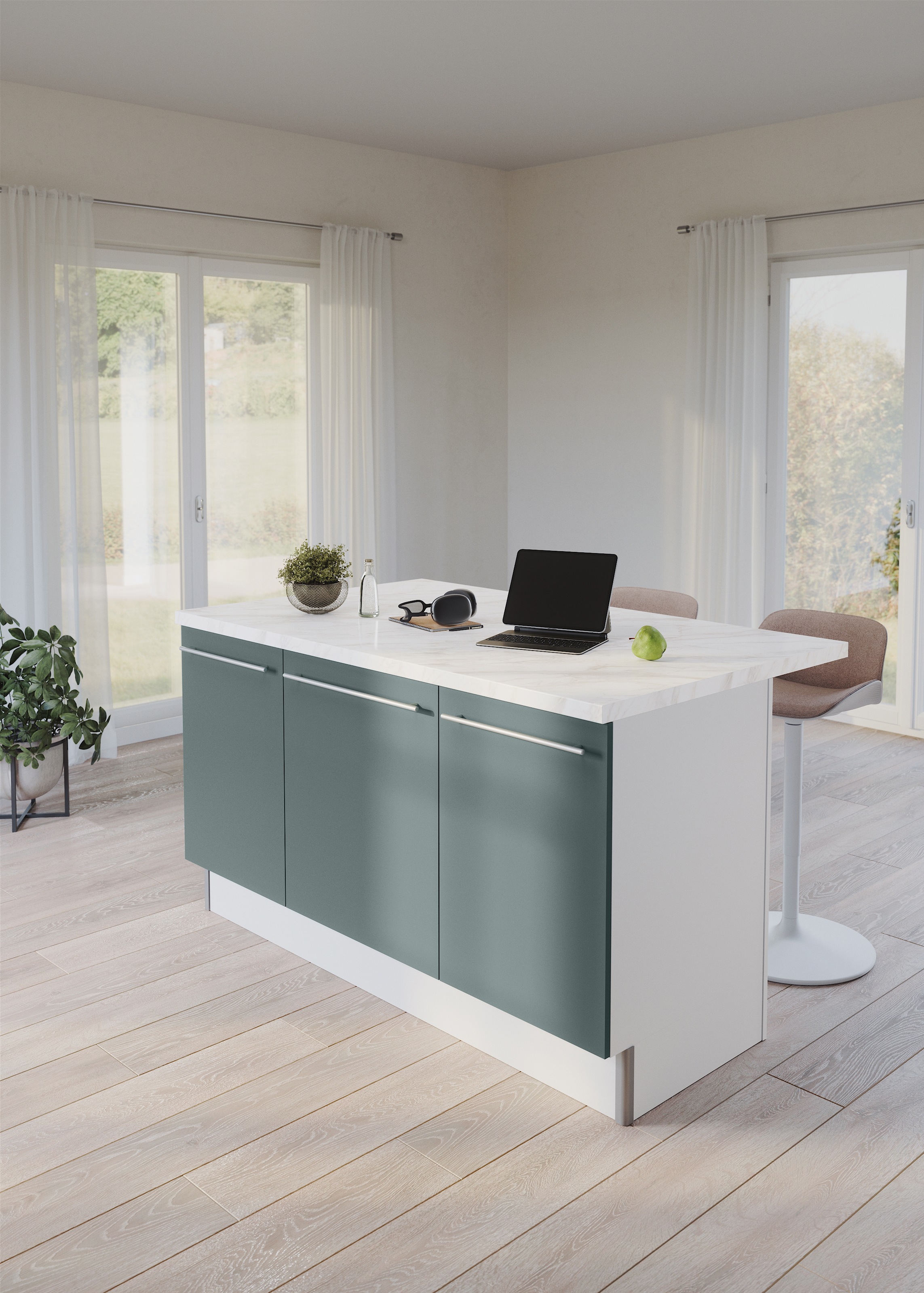 OPTIFIT Kücheninsel »Bern2«, Stellmaße 161 x 96,5 cm, mit durchgehender Arbeitsplatte als Theke