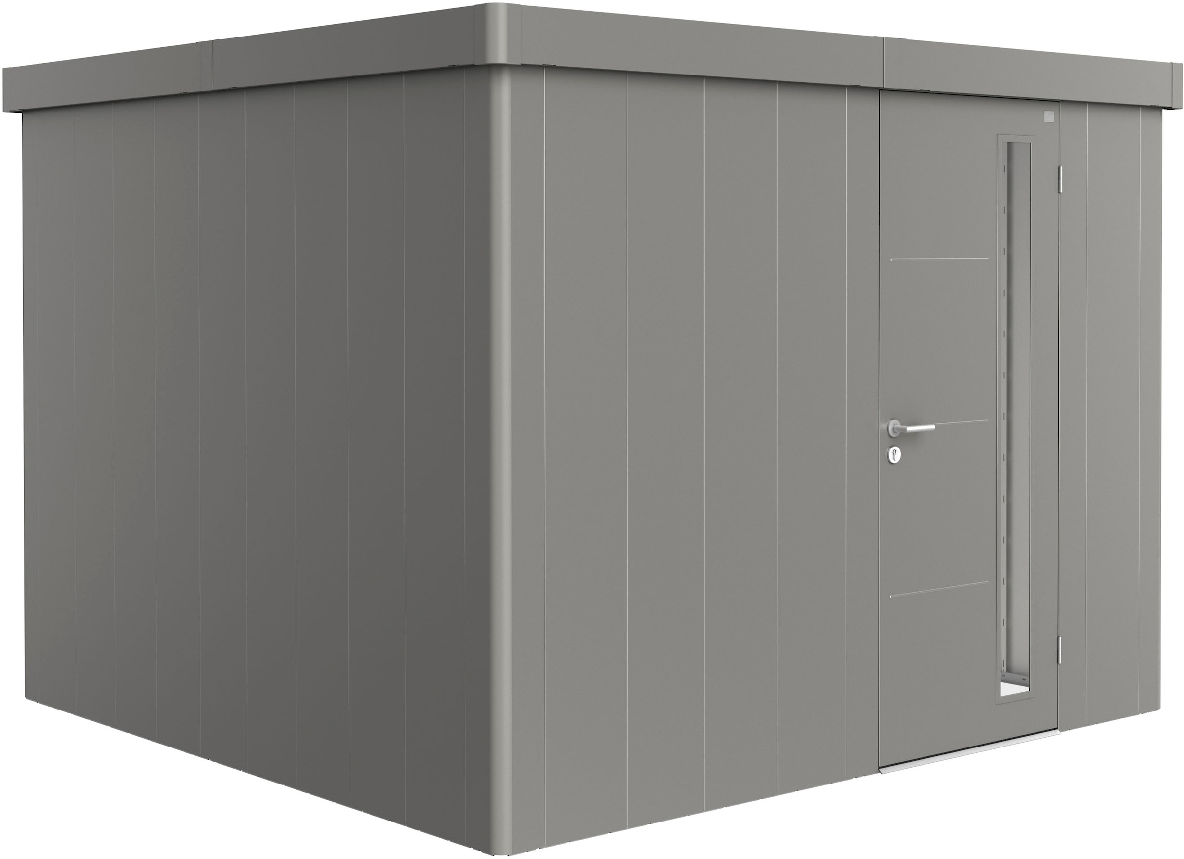 BIOHORT Gerätehaus »NEO Gr. 3C, verschiedene Farben« stylisches Gartenhaus mit Flachdach quarzgrau-metallic