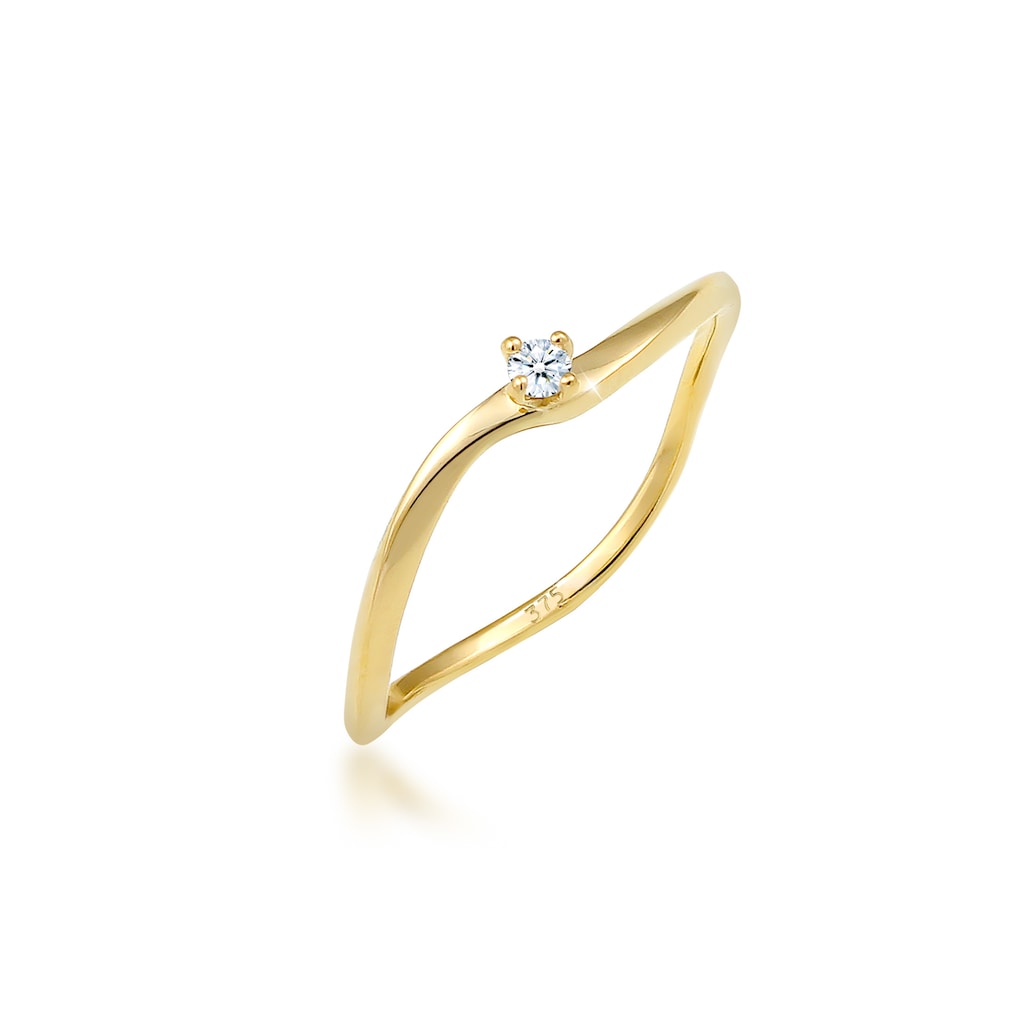 Elli DIAMONDS Verlobungsring »Verlobung Welle Diamant (0.03 ct.) 375 Gelbgold«