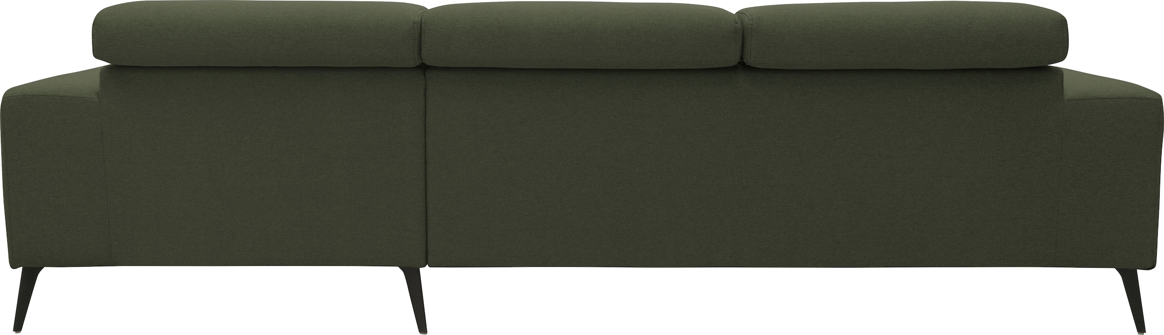 DOMO collection Ecksofa »Trento L-Form, mit Kufenfuß oder Einzelfuß«, wahlweise mit Kopfteilverstellung, Recamiere links/rechts bestellbar