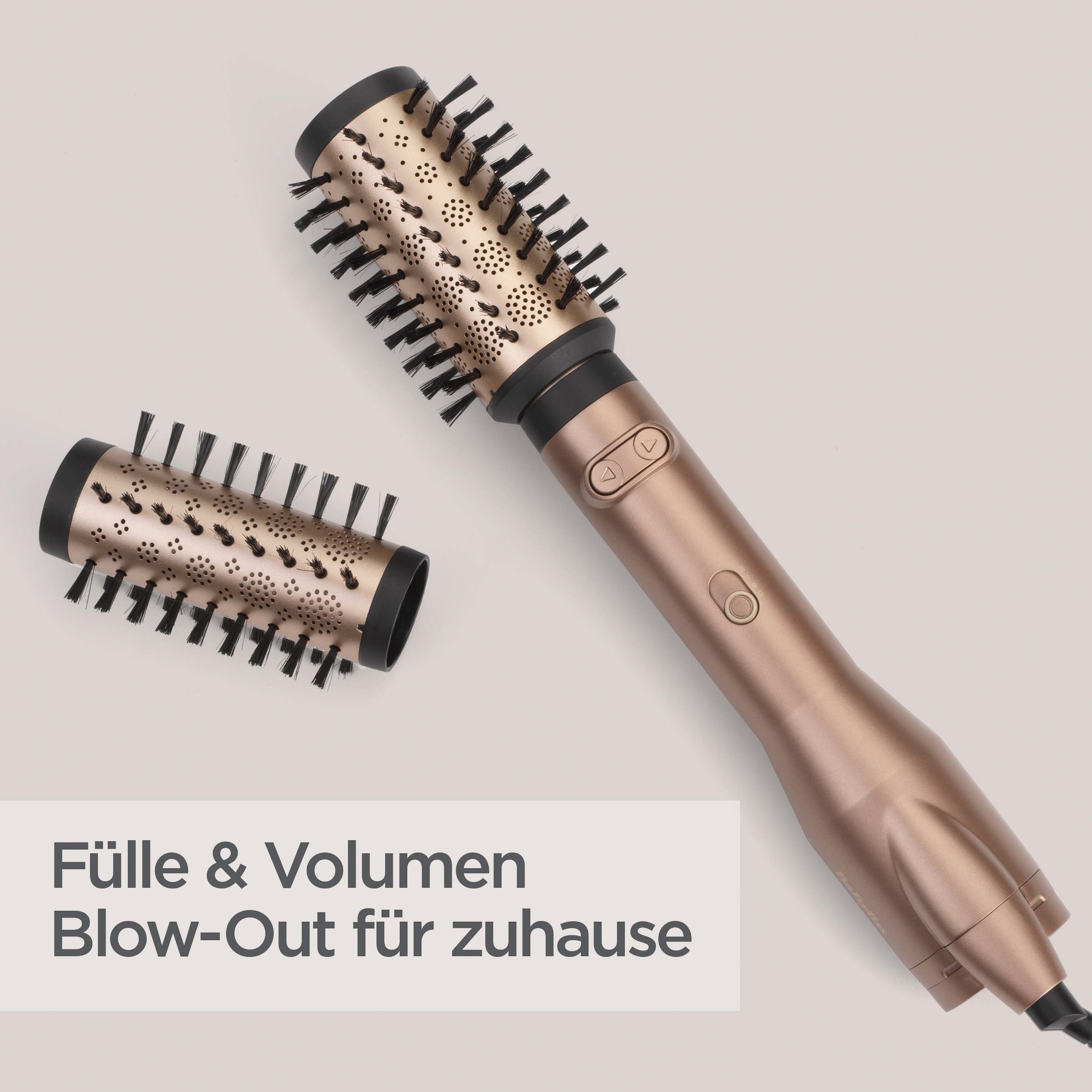 BaByliss Warmluftbürste »BaByliss Big Hair Dual Warmluftbürste rotierend,  AS952E« 2 Aufsätze Rotierender Rundbürstenföhn mit Ionen, 2 Aufsätze für Volumen, 650 W