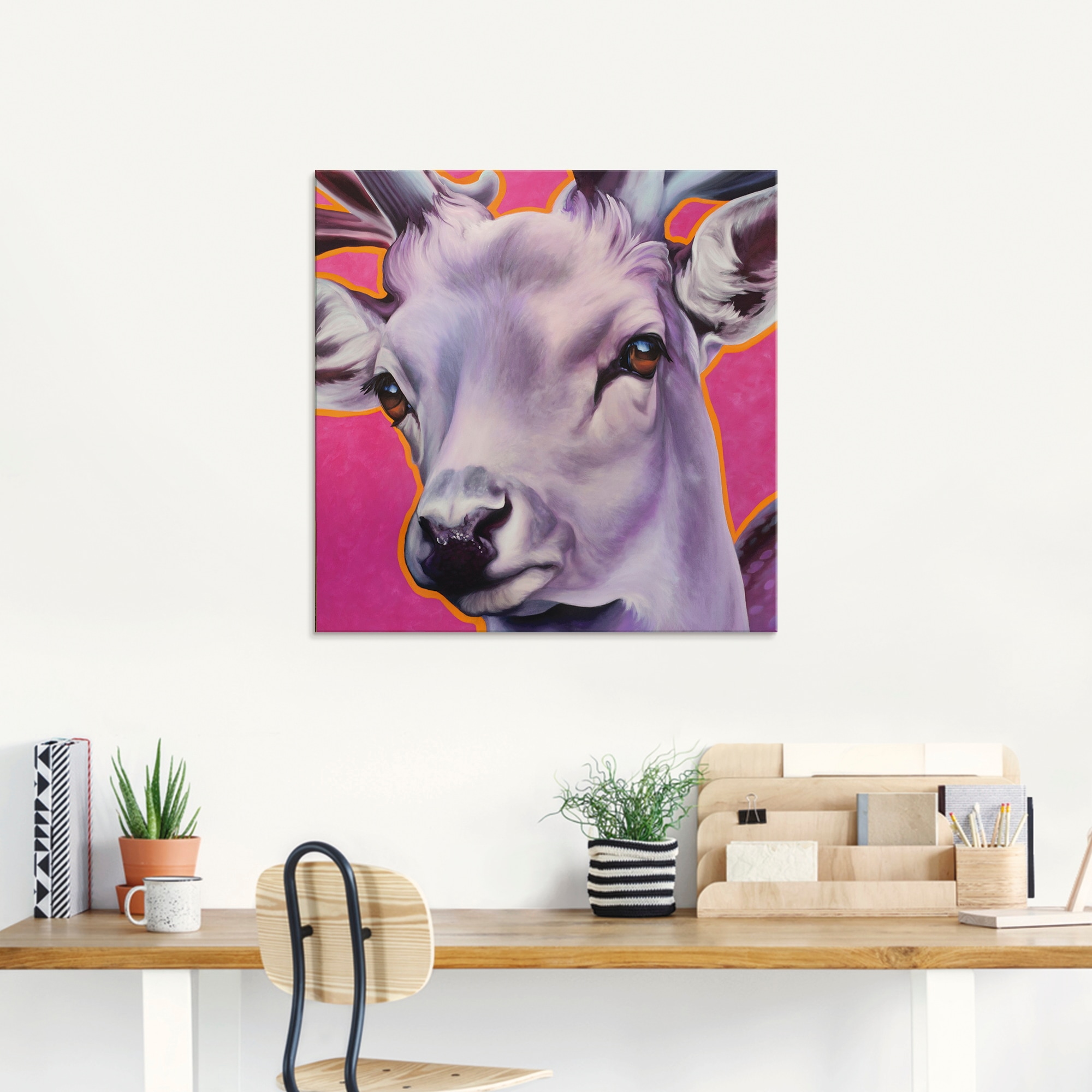 Artland Glasbild »Hirsch pink«, Wildtiere, (1 St.), in verschiedenen Größen
