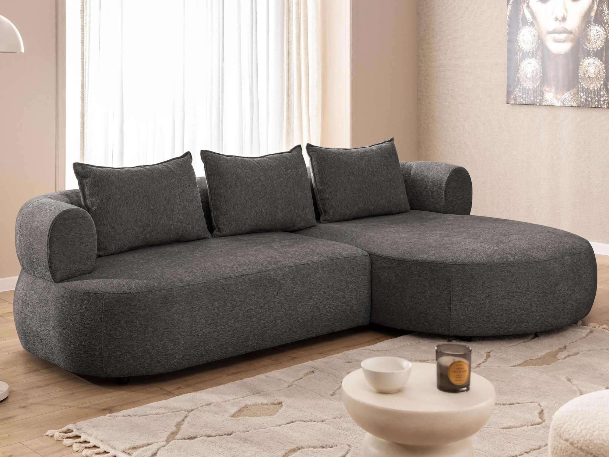 Home affaire Ecksofa »LUSSAC L-Form Design-Sofa mit Zierkissen, Maße B/T/H: günstig online kaufen