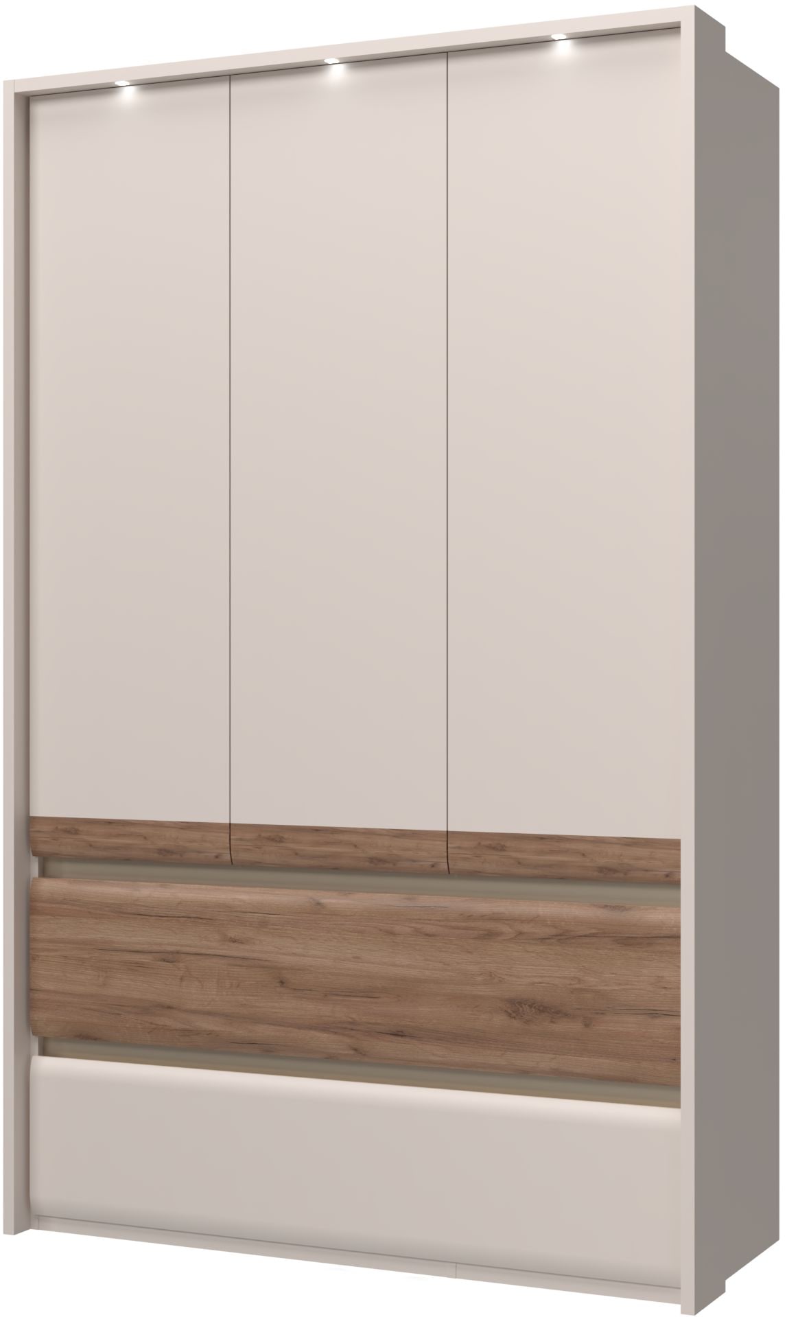 Places of Style Kleiderschrank »Invictus, UV lackiert, kratzfest, FSC-zertifiziert, grifflose Optik«, (abgerundete Schubladen aus MDF im Holzdekor, soft-close), mit Beleuchtung und Passpartourahmen, hoher Schrank (226cm), 6 Breiten