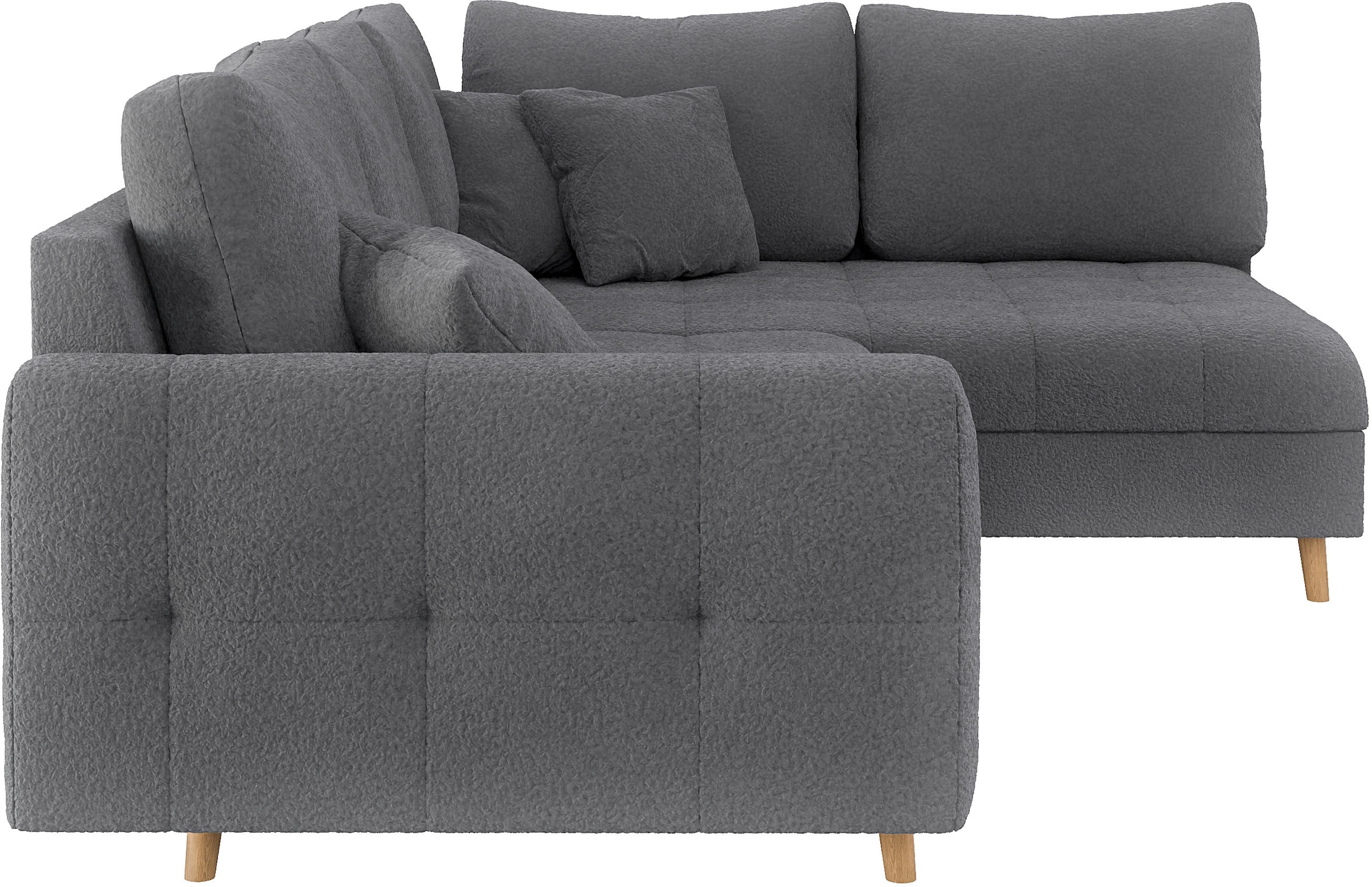 Home affaire Ecksofa »CHARRE L-Form mit Ottomane, Maße B/T/H: 231/161/81 cm«, feine Steppung, lose Rücken- und Zierkissen, auch in Cord und Bouclé