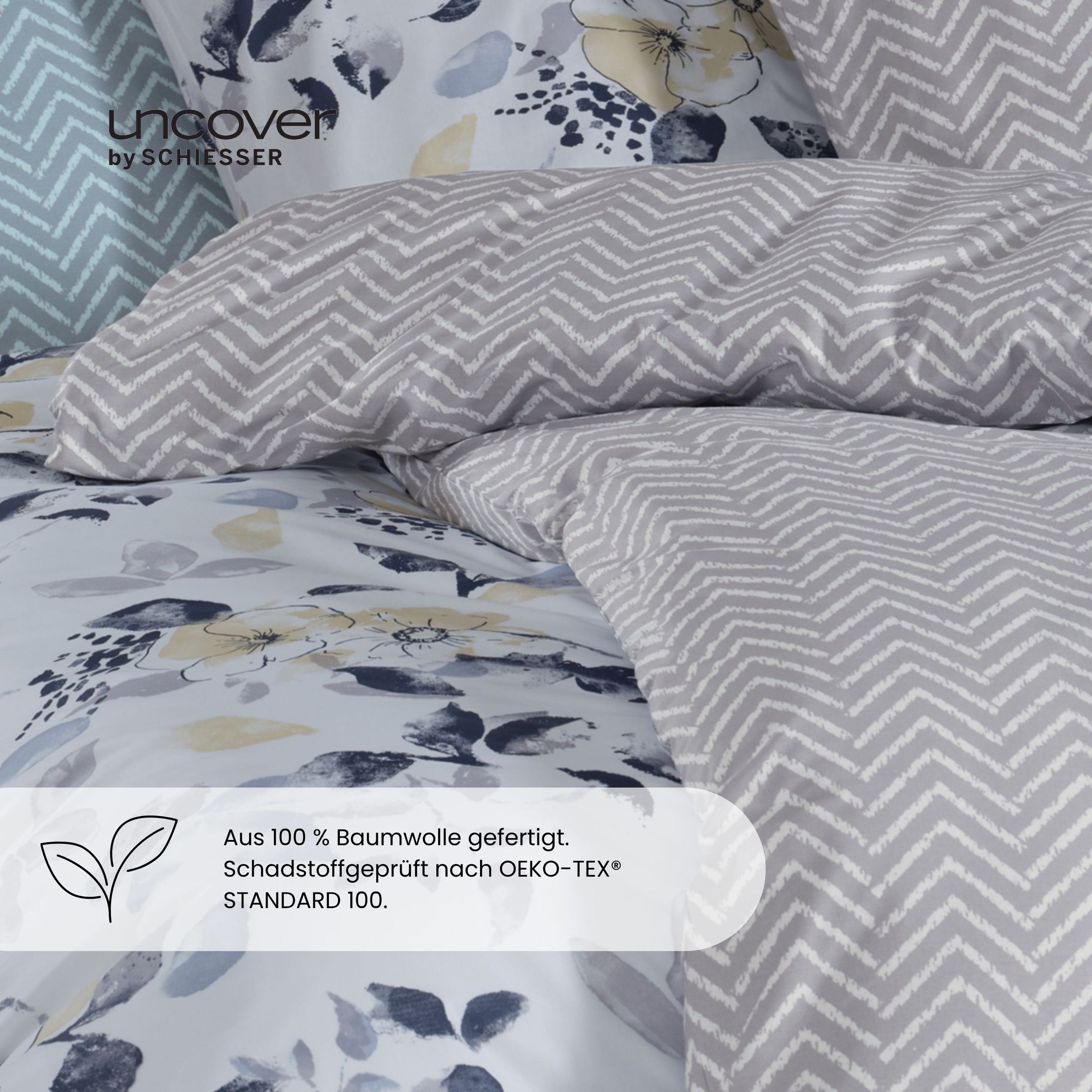 uncover by SCHIESSER Bettwäsche »Florina aus weicher Baumwolle mit einem feinen Blütenprint« 2 Stk. OEKO-TEX® MADE IN GREEN