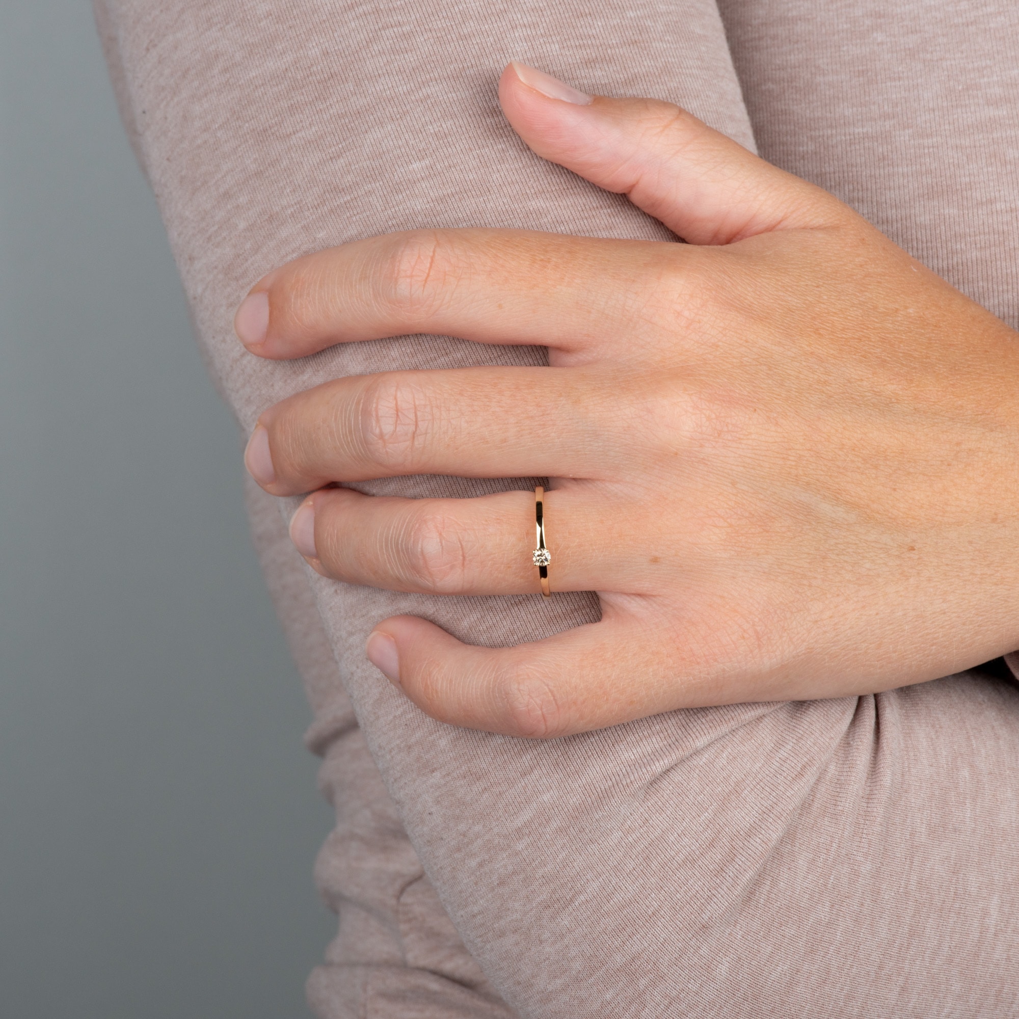 Orolino Fingerring »585/-Gelbgold glanz 1 Brill. 0,10ct. braun«