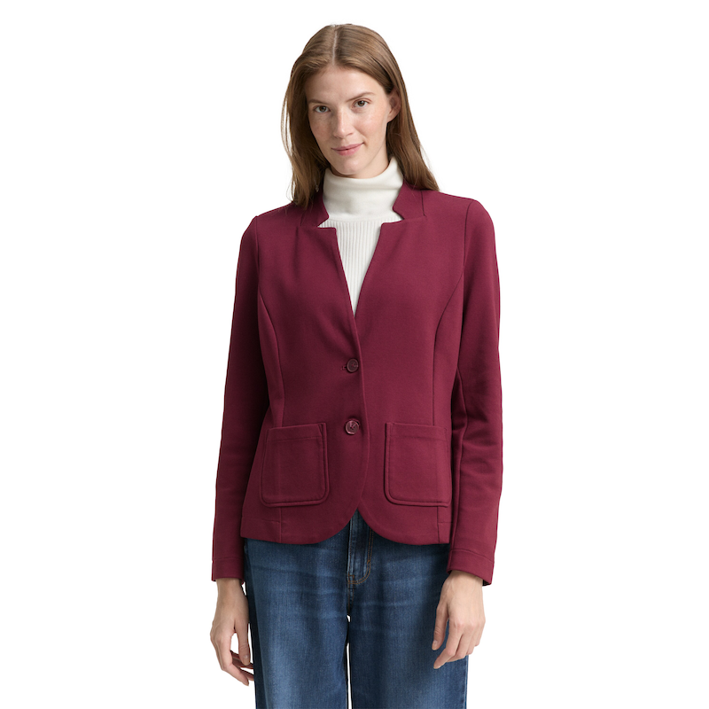 TOM TAILOR Sweatblazer »Ottoman« mit aufgesetzten Taschen und Struktur bordeaux red XL (42) XL (42) von TOM TAILOR