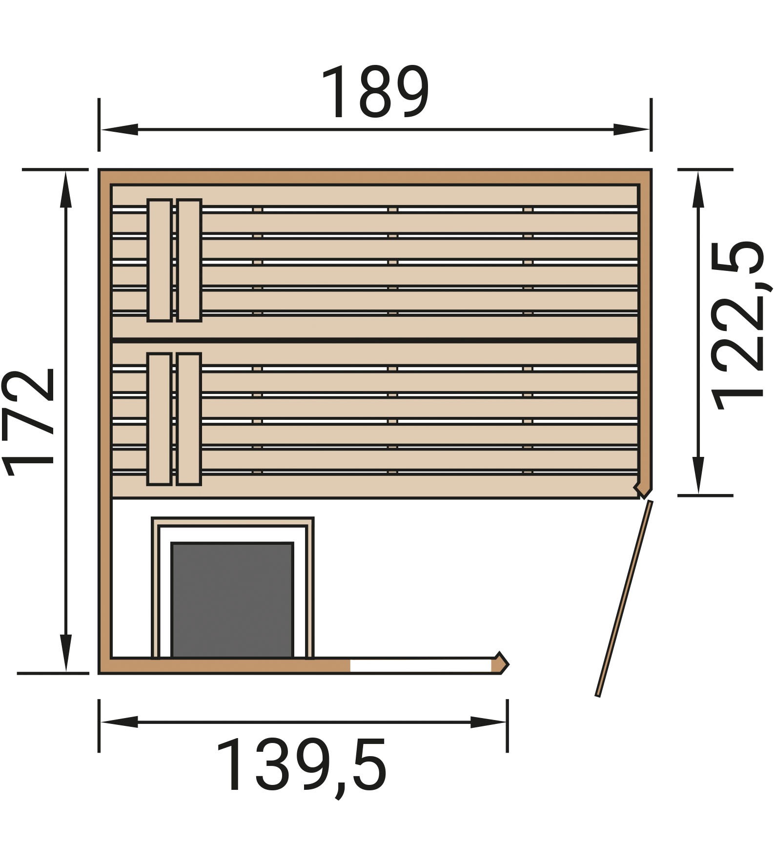 weka Sauna »Massivholzsauna VALIDA Eck 1.8« Blockbohlen, Fensterelement, moderne Ganzglastür