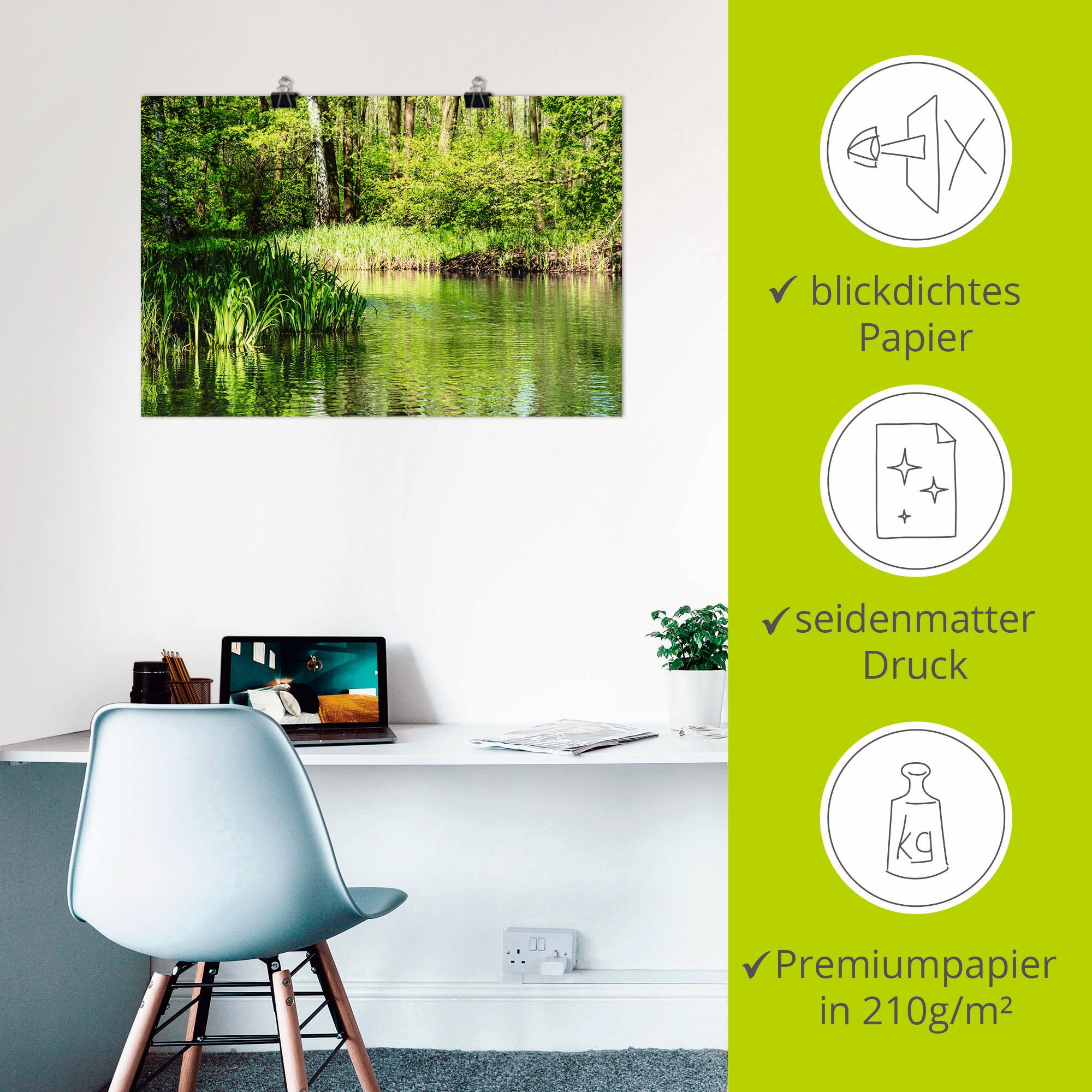Artland Poster »Landschaft im Spreewald bei Lübbenau II«, Wald, (1 St.), als Alubild, Leinwandbild, Wandaufkleber oder Poster in versch. Größen