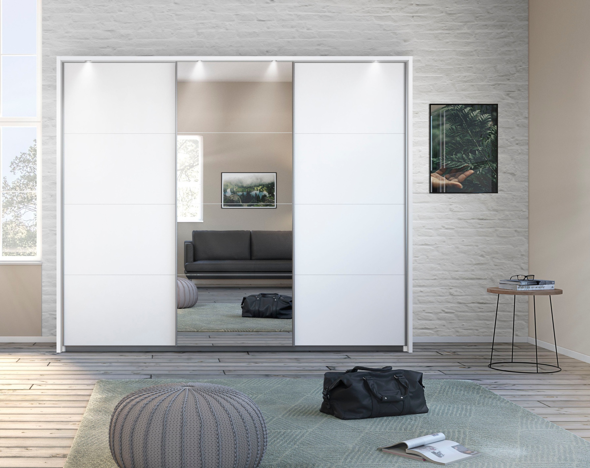 rauch Schwebetürenschrank »Kleiderschrank Schrank Garderobe Wäscheschrank TOMA mit Passepartout«, inkl. Regaleinsatz sowie zusätzlichen Einlegeböden MADE IN GERMANY