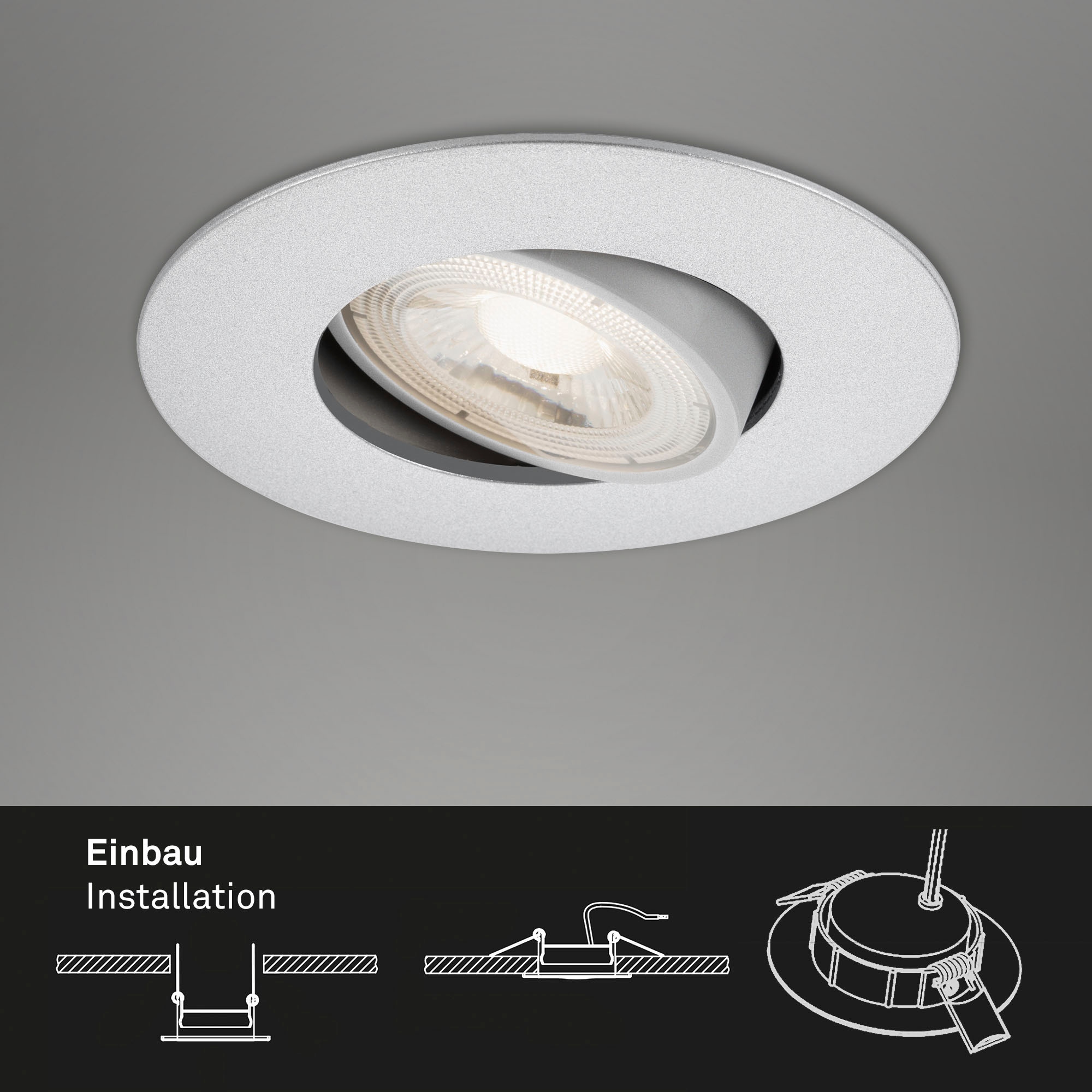 Briloner Leuchten LED Einbauleuchte »7048034 KULANA«, Leuchtmittel LED-Board | LED fest integriert, Einbauleuchte SET schwenkbar + dimmbar IP23 Ø 9cm
