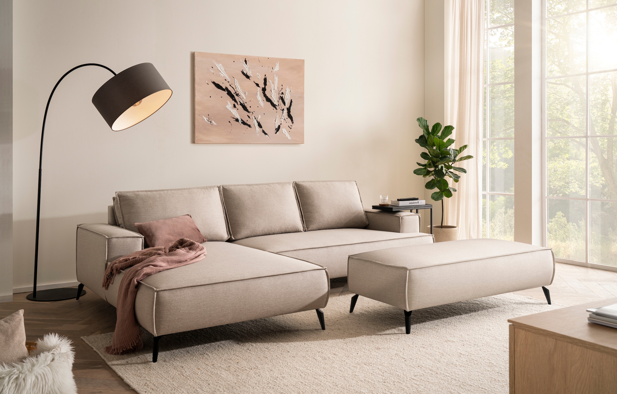 andas Sitzgruppe »TVINNU, Polsterecke L-Form, Schlaffunktion, mit Hocker« Set, 2 Stk. tlg. Set, stellbar zum Schlafsofa (Krokodilverbinder)