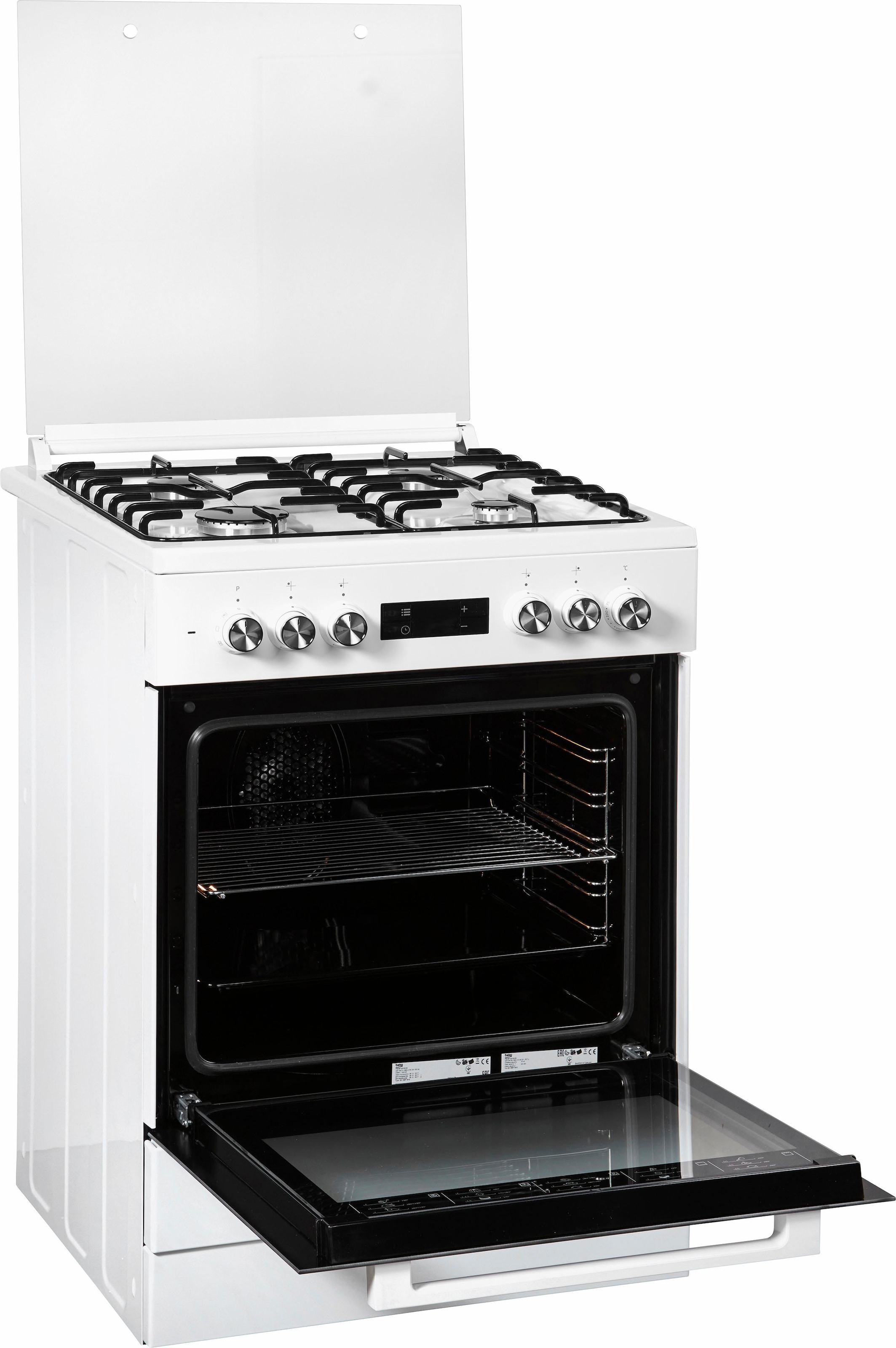 BEKO Gas-Standherd »FSM62320DWS«, mit Teleskopauszug nachrüstbar, mit Kindersicherung