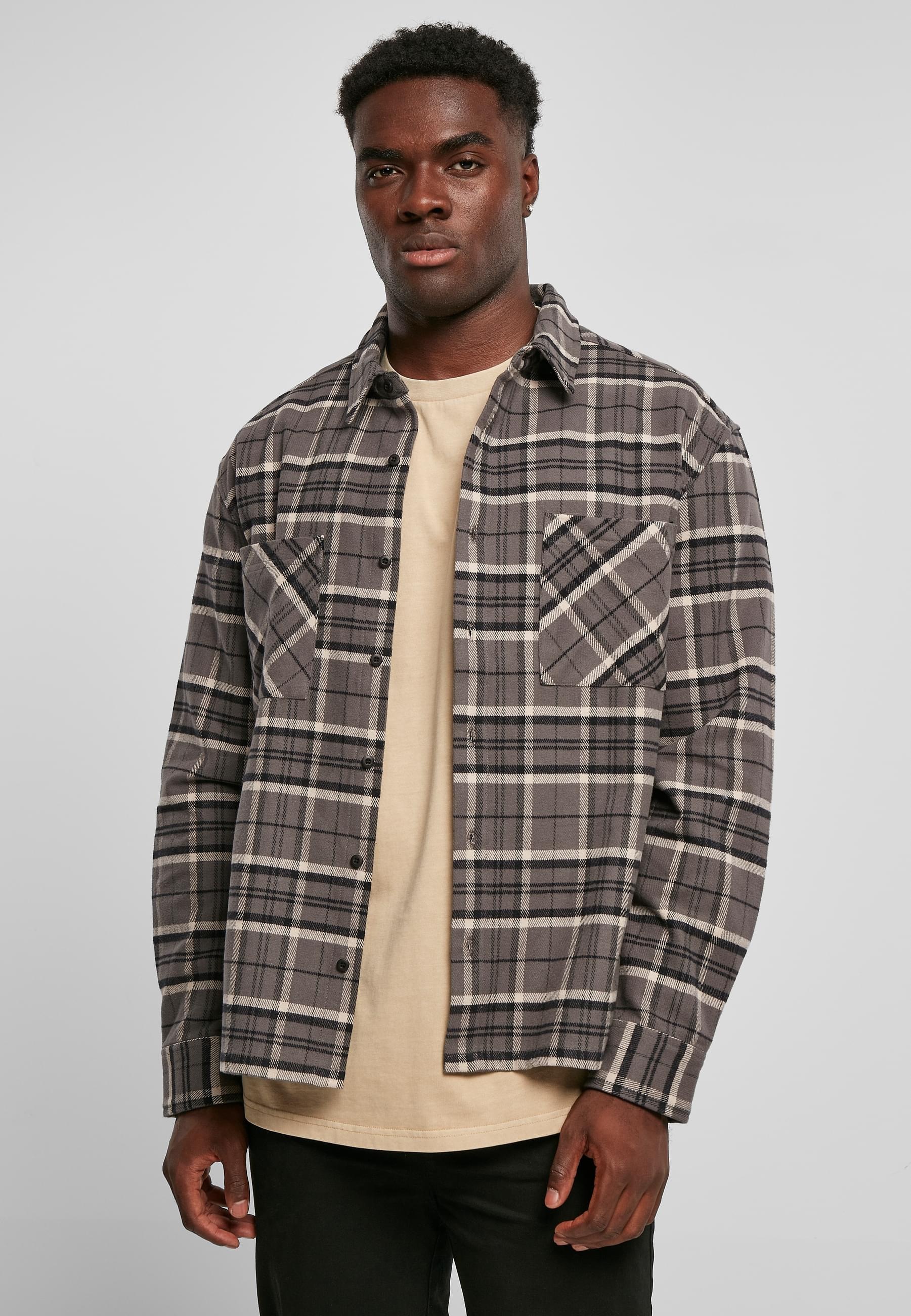 URBAN CLASSICS Langarmhemd »Urban Classics Herren Boxy Kane Check Shirt« 1 Stk. tlg.