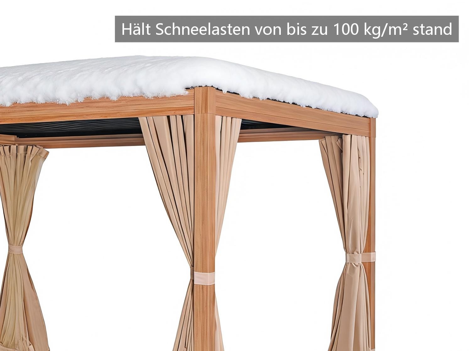 KONIFERA Pavillon »Pergola Alhambra, Terrassendach mit Aluminiumpfosten« 3x3 oder 3x4 m, holzfarben, 4 Seitenteile, verstellbare Dachlamellen