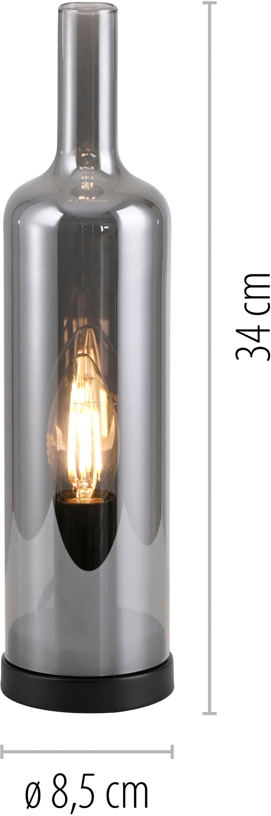 JUST LIGHT LED Tischleuchte »BOTTLE« E14 1 Stk. Schalter, Schnurschalter, Exklusive E14