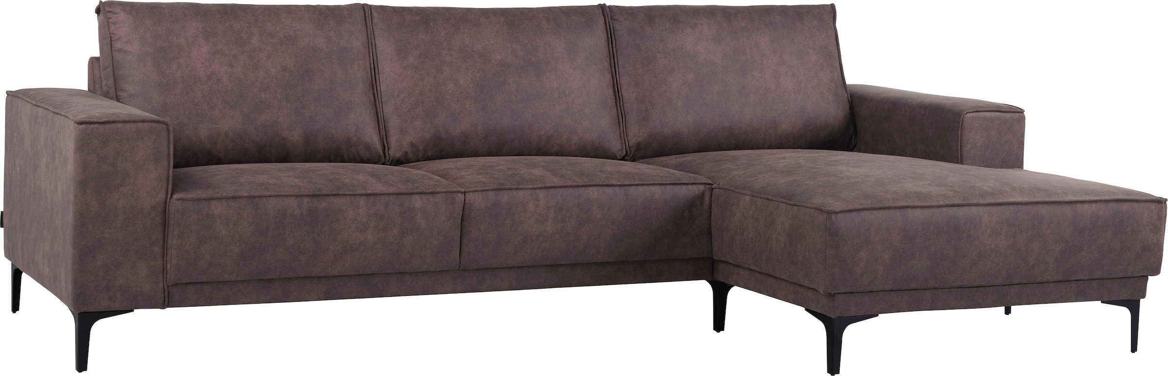 Places of Style Ecksofa »Polsterecke Oland, Struktur, Flachgewebe, Luxus-Microfaser, Boucle«, L-Form, 280 cm, Wellenunterfederung, Skandi-Design, Metallfüße