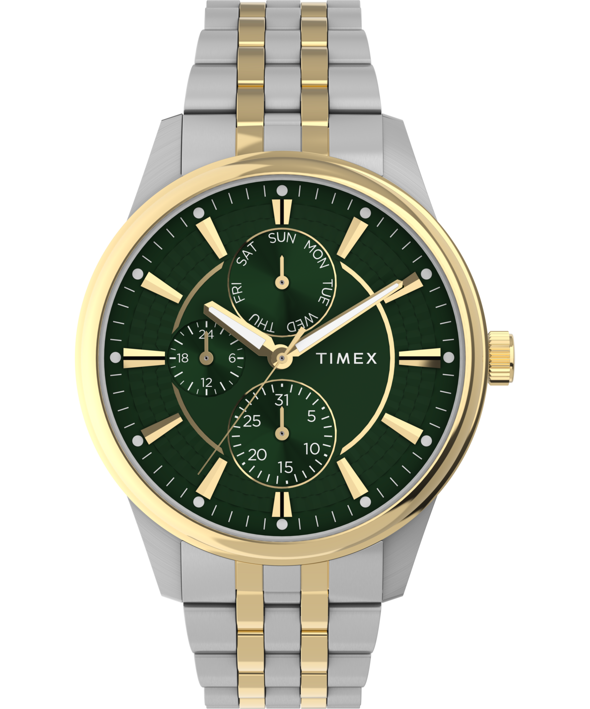 Timex Multifunktionsuhr »Chicago« Quarzuhr, Armbanduhr, Herrenuhr, Edelstahlarmband, Datum, Leuchtzeiger