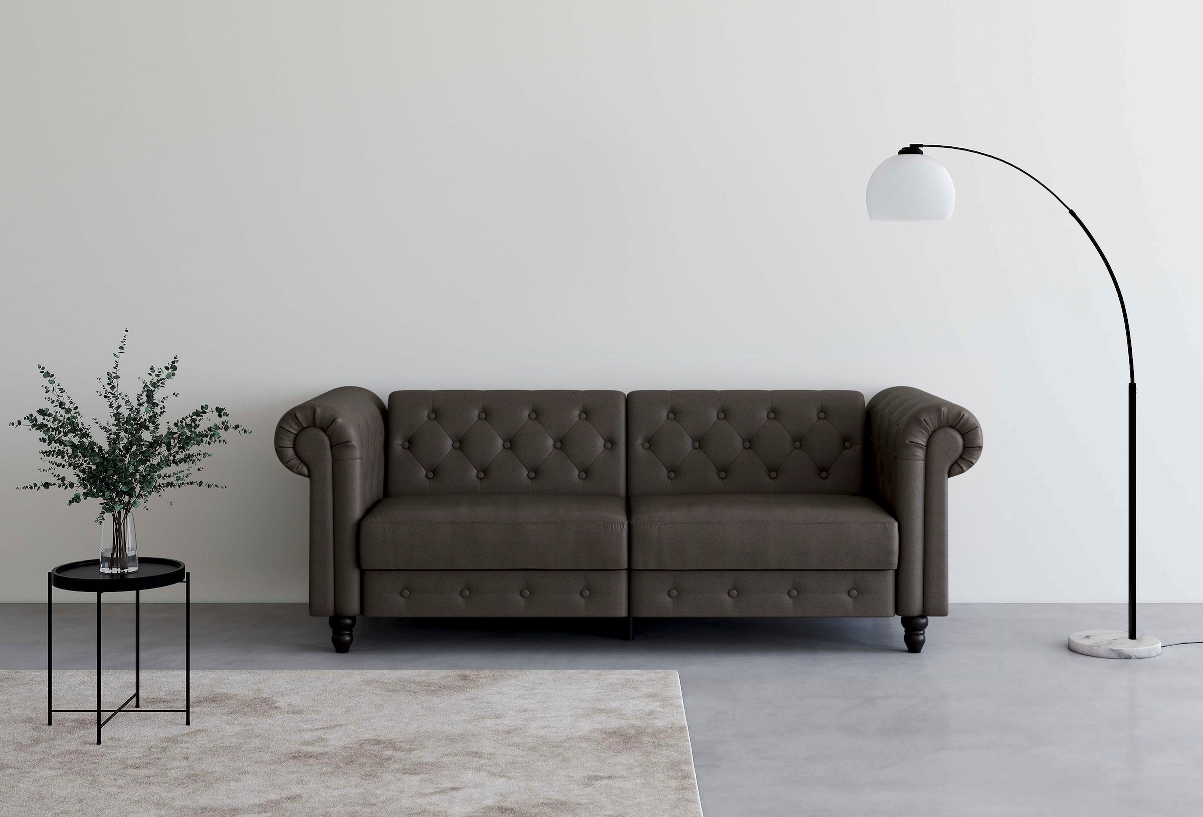 Dorel Home 3-Sitzer »Felix, Schlafsofa 236 Cm, (Liegefläche 108x190cm), Rückenlehne« 3-fach Verstellbar, Velours, Kunstleder, Luxus-Microfaser